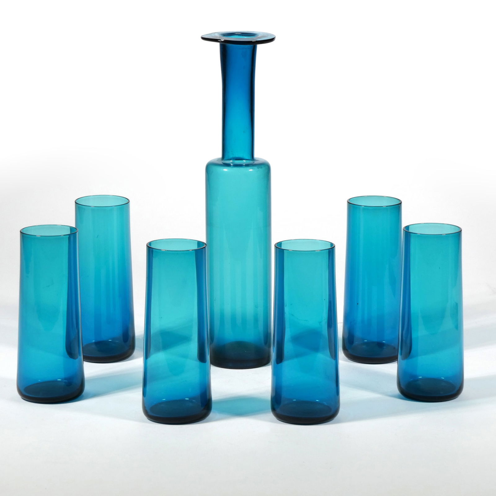 (7pc) NANNY STILL "HARLEKIINI" DECANTER & GLASSES, RIIHIMAEN LASI, FINLAND (1 of 8)