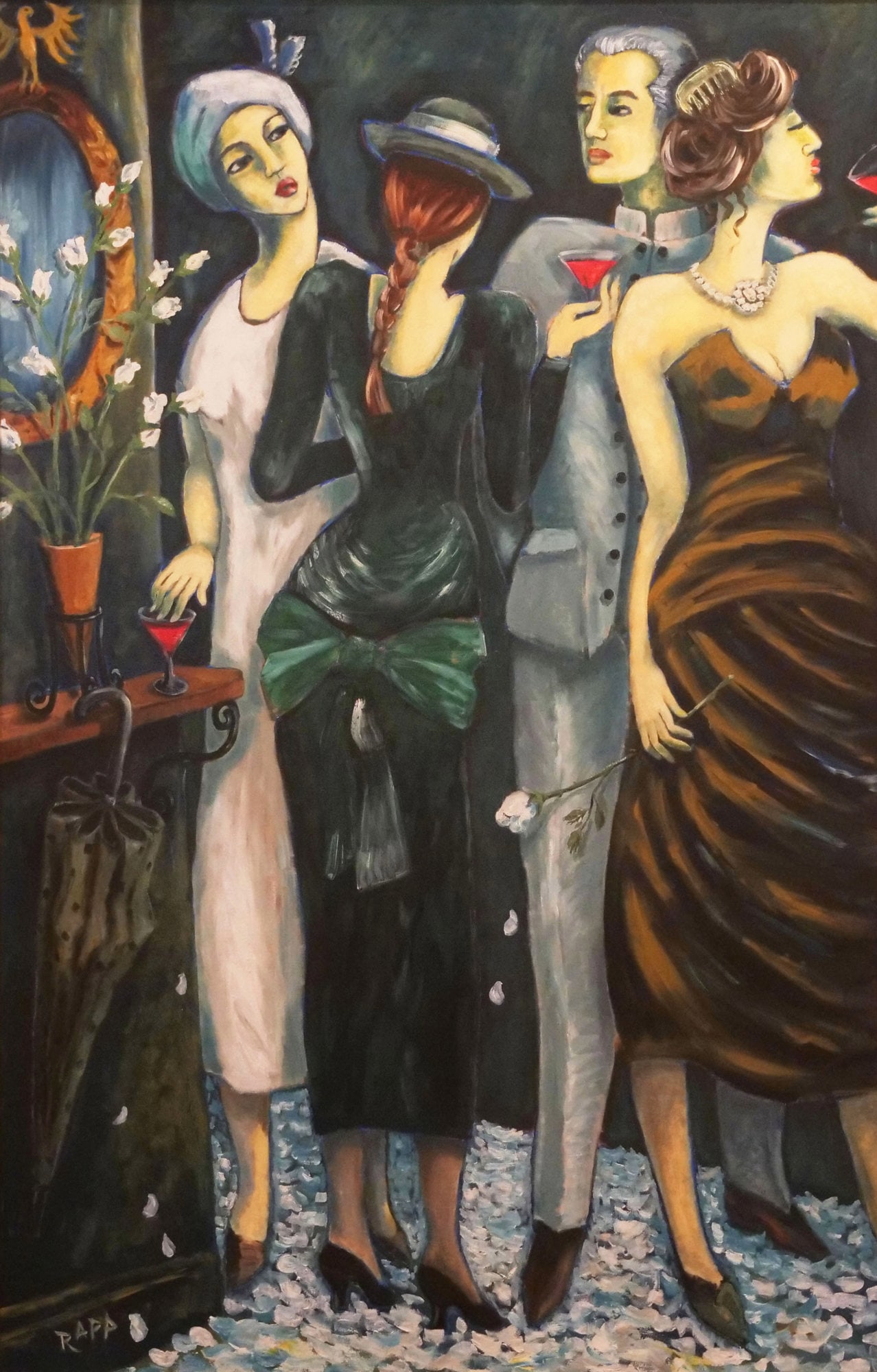 KATHARINA RAPP (AUSTRALIA, B. 1950): Aimez-vous Brahms? 1987 Oil on canvas h. 71 x 47.5 in., stretcher (120 x 180 cm) h. 78 x w. 54 in. (frame)