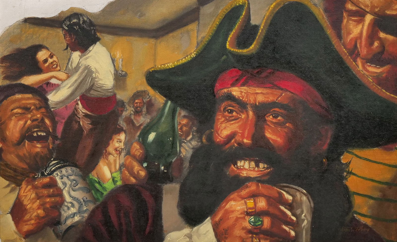 ALTON TOBEY (CONNECTICUT, 1914-2005) SAILORS: Sailors oil on board h. 10 x 16 in., board signed lower right h. 11.25 x w. 17.25 in. (frame)