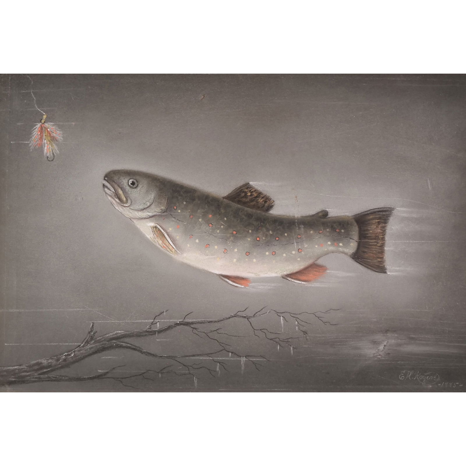 AMERICAN SCHOOL PASTEL, AMERICAN BROOK TROUT & LURE (1 of 7)