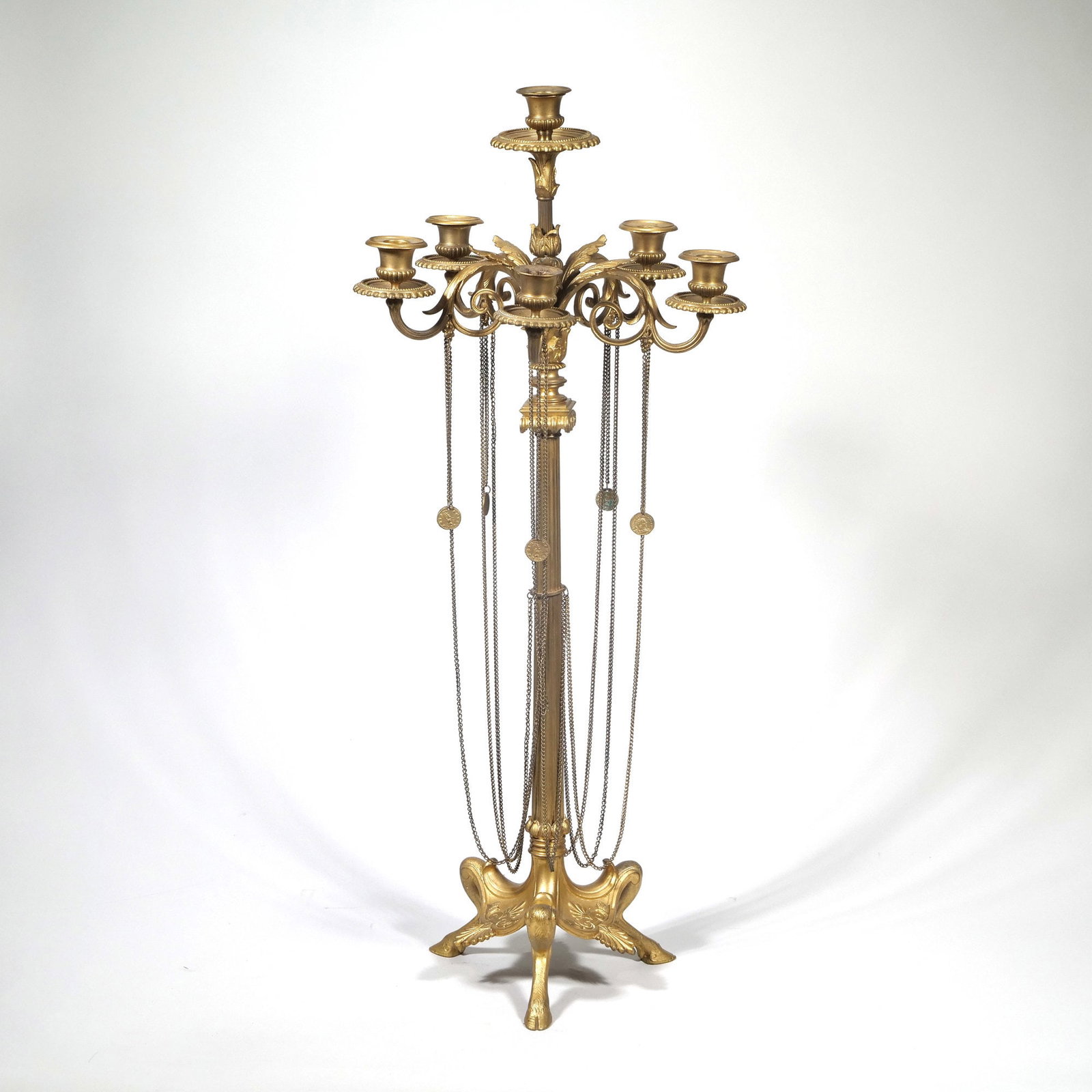MONUMENTAL EMPIRE-STYLE GILT BRONZE CANDELABRUM (1 of 9)