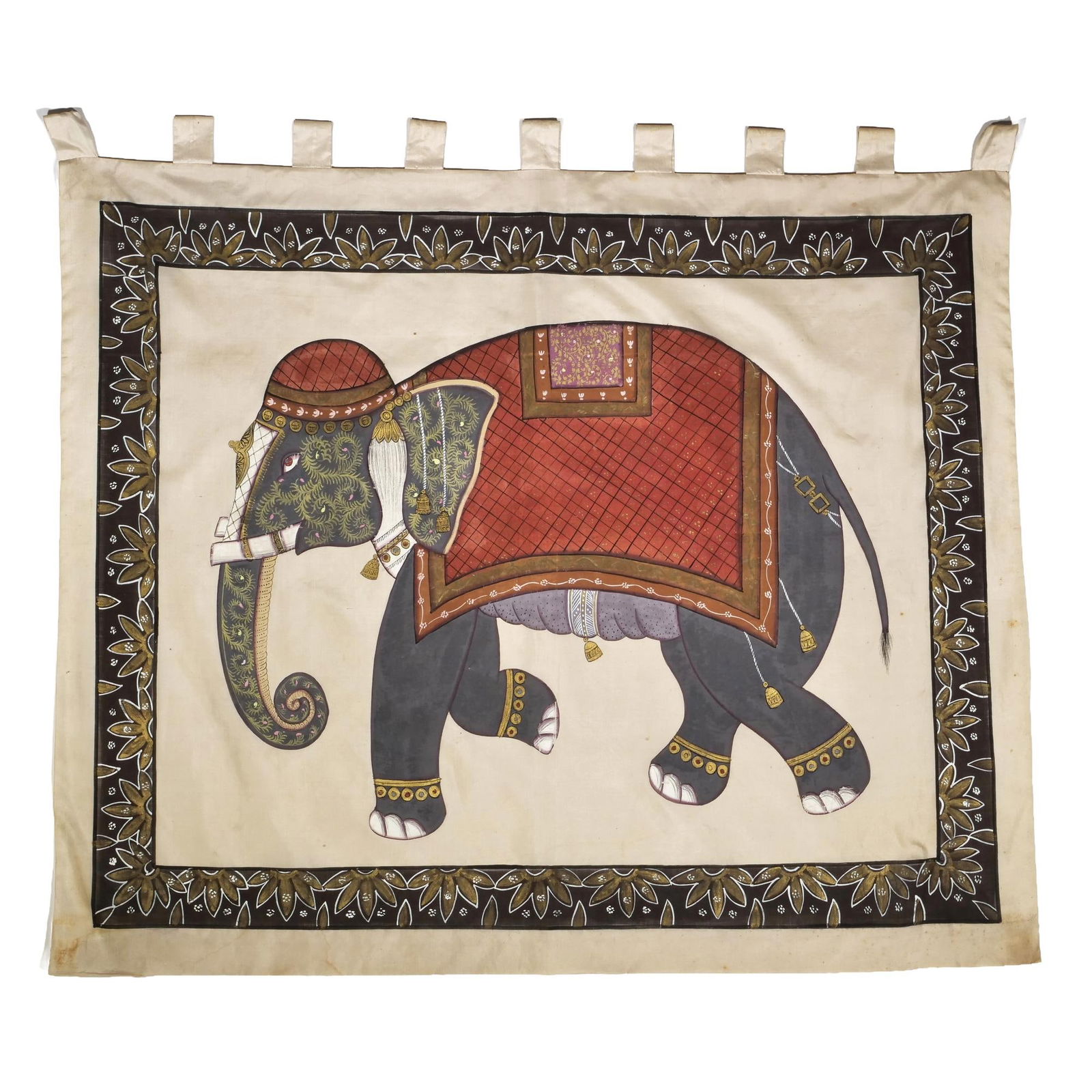 INDIAN SILK PAINTING OF AN ELEPHANT (1 of 10)