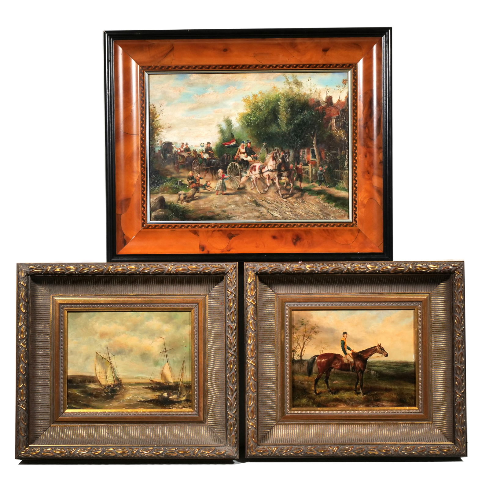 (3pc) EUROPEAN SCHOOL PAINTINGS, OIL ON BOARD (1 of 17)