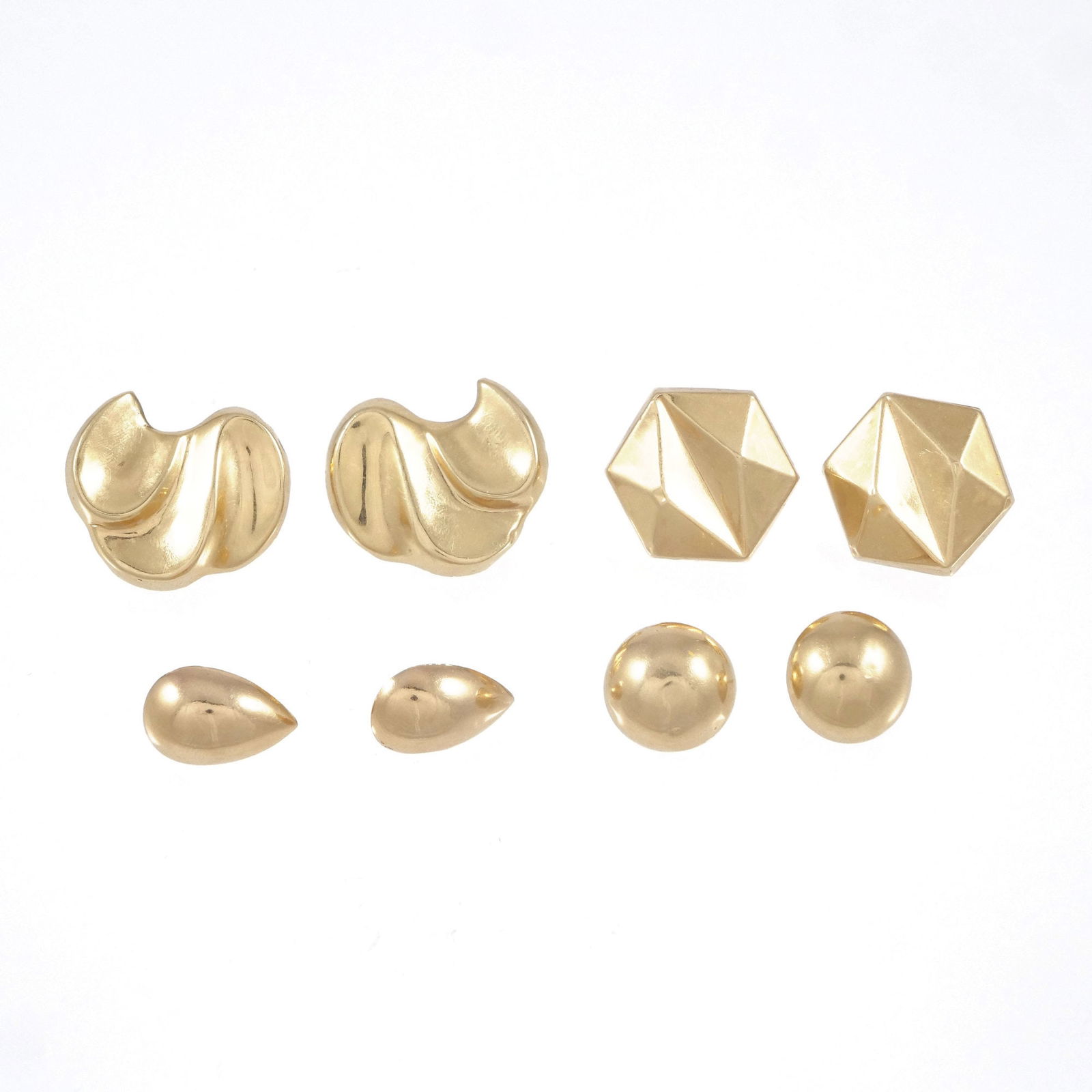 (8pc) FOUR PAIRS OF 14K GOLD HOLLOW EARRINGS (1 of 9)