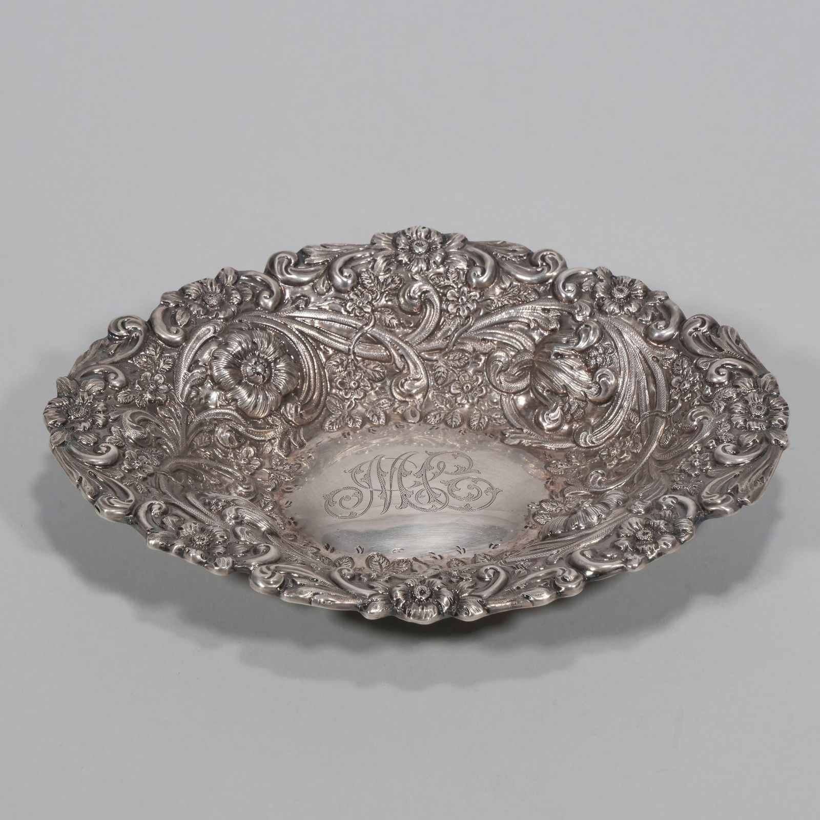 CHARLES STUART HARRIS STERLING SILVER REPOUSSE BOWL (1 of 6)