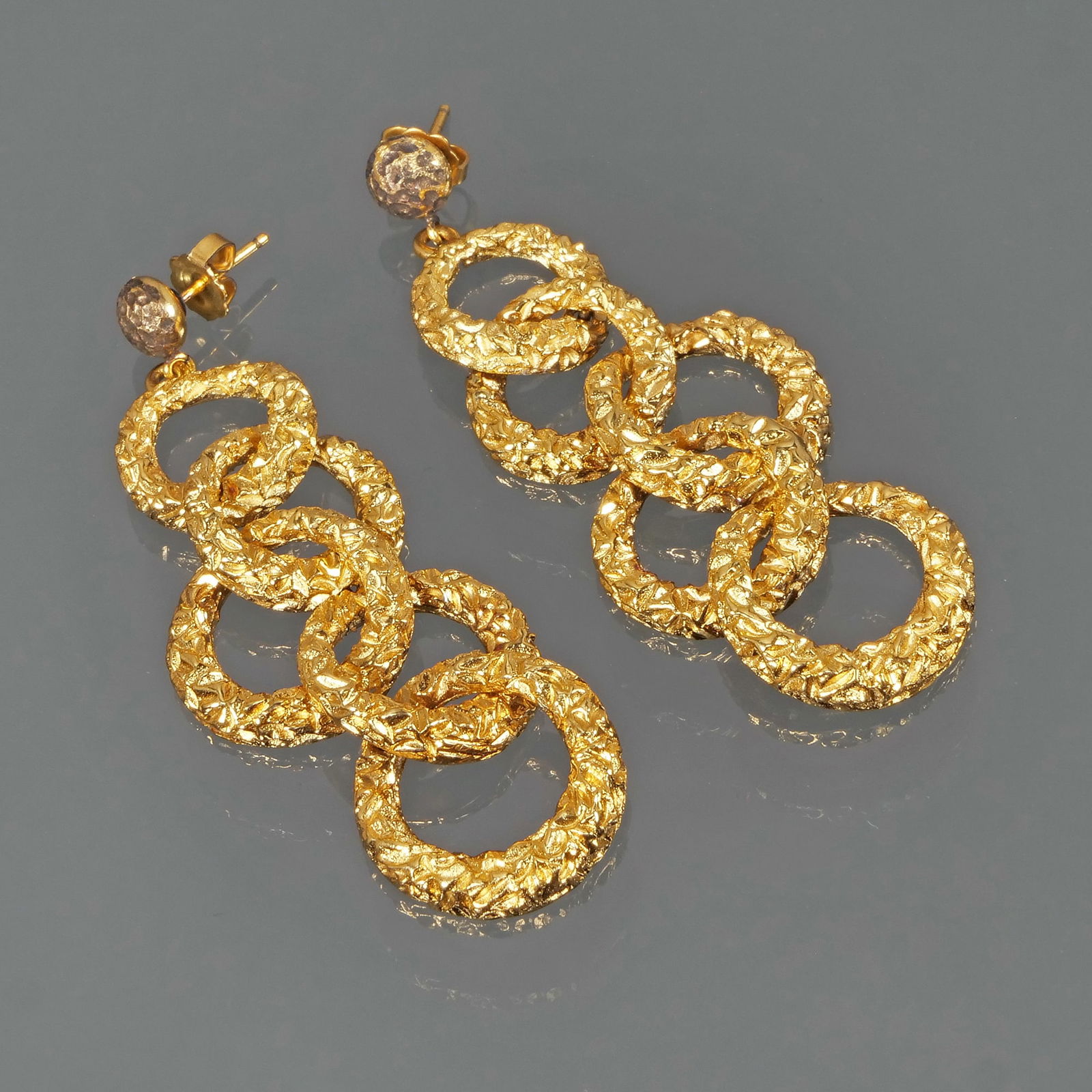 UNMARKED GOLD DROP EARRINGS, GOLD-TONE (1 of 5)