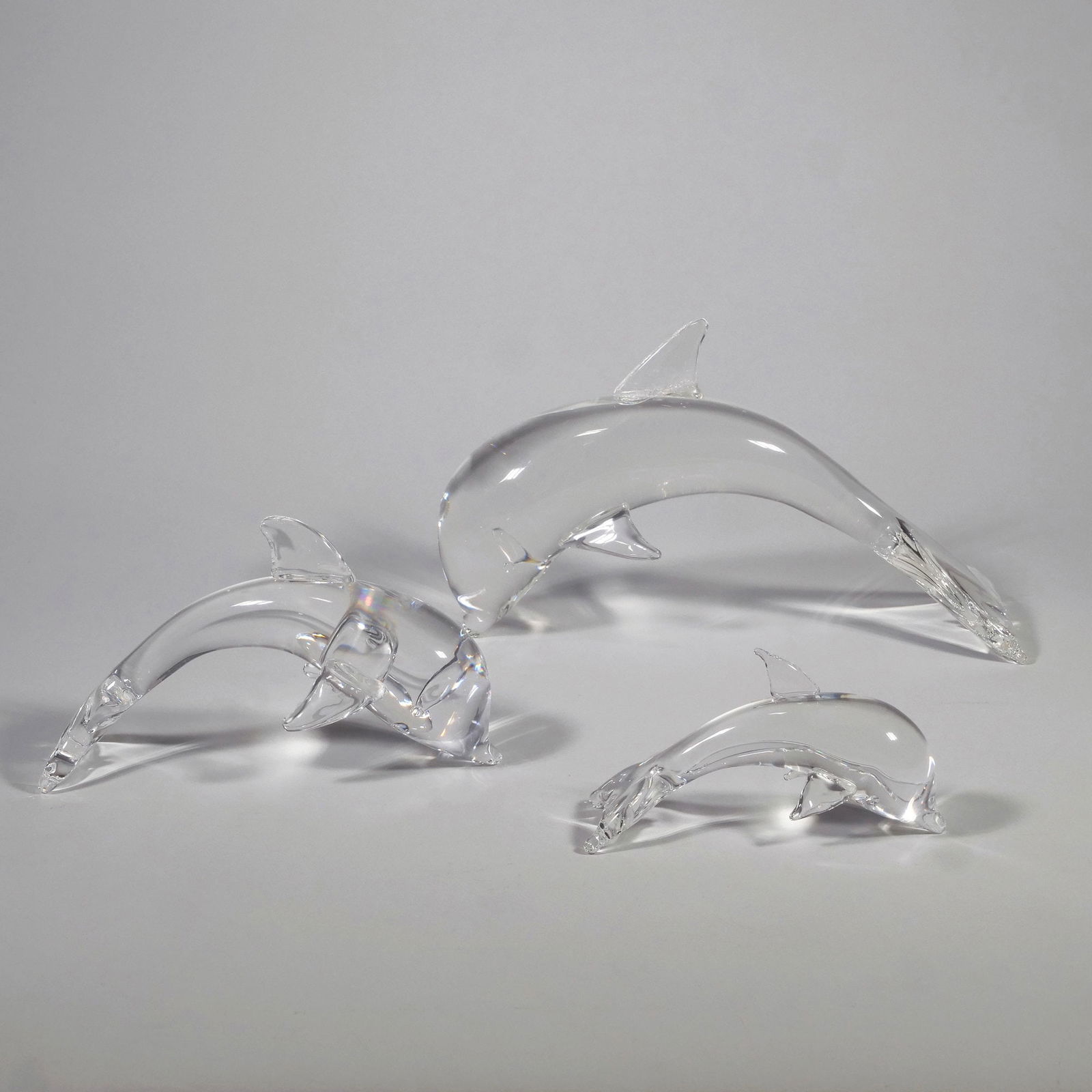 (3pc) STEUBEN CRYSTAL GLASS PORPOISE FAMILY (1 of 10)