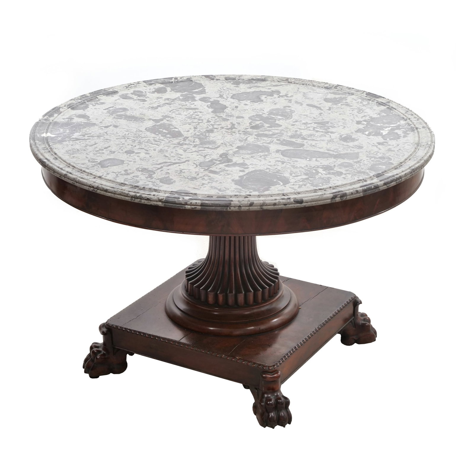 AMERICAN EMPIRE, NEW YORK, MARBLE TOP PEDESTAL CENTER TABLE (1 of 15)