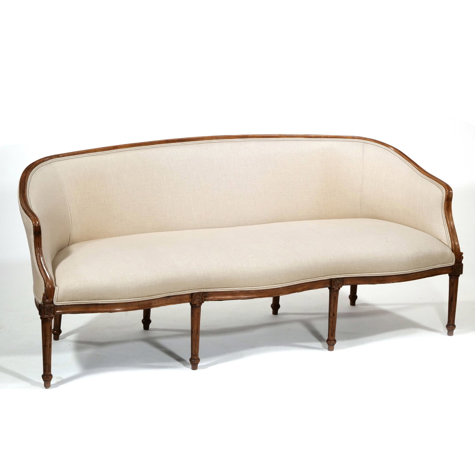 LOUIS XVI STYLE CARVED WALNUT CANAP? SOFA (1 of 17)