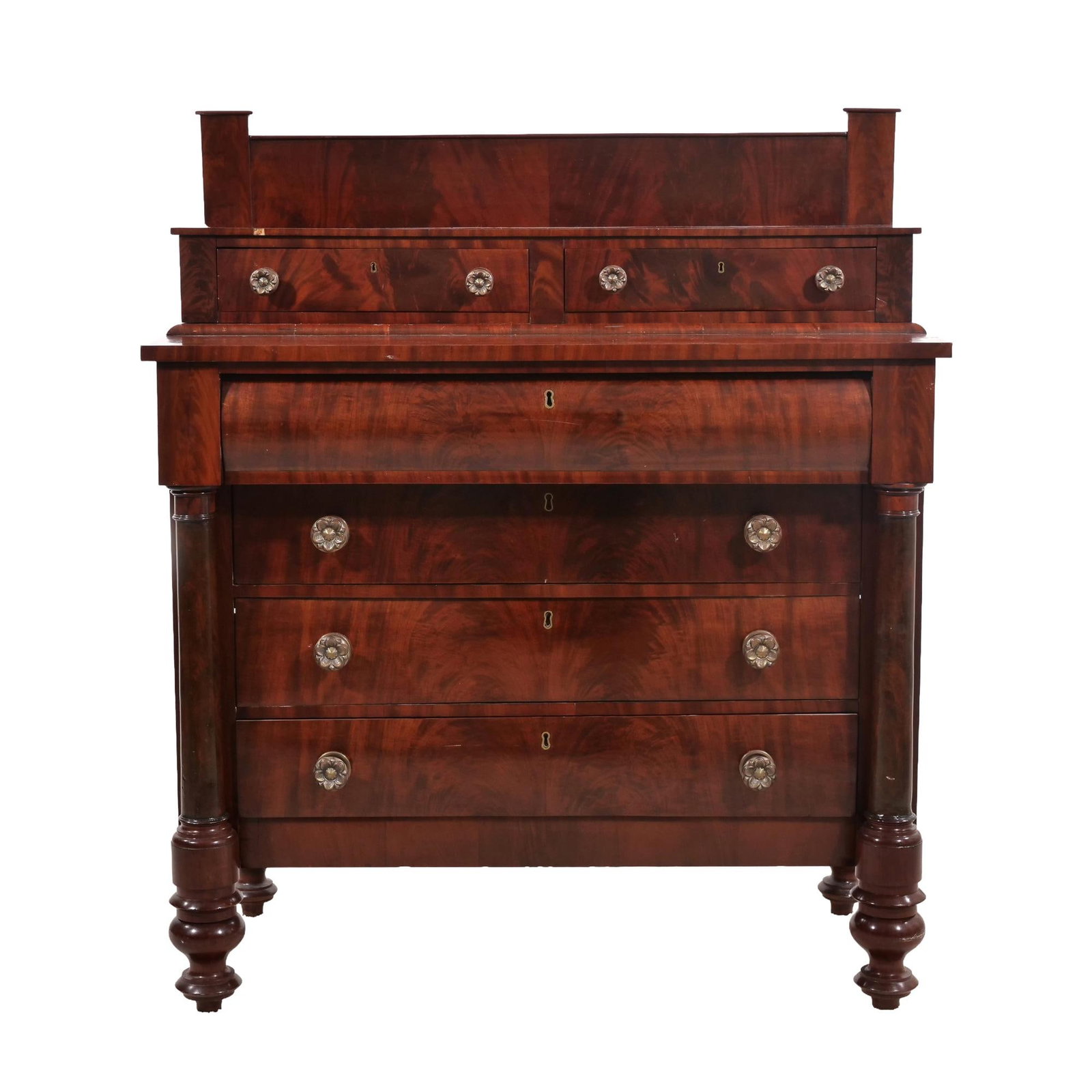 AMERICAN EMPIRE FLAME MAHOGANY CHEST OF DRAWERS (1 of 12)