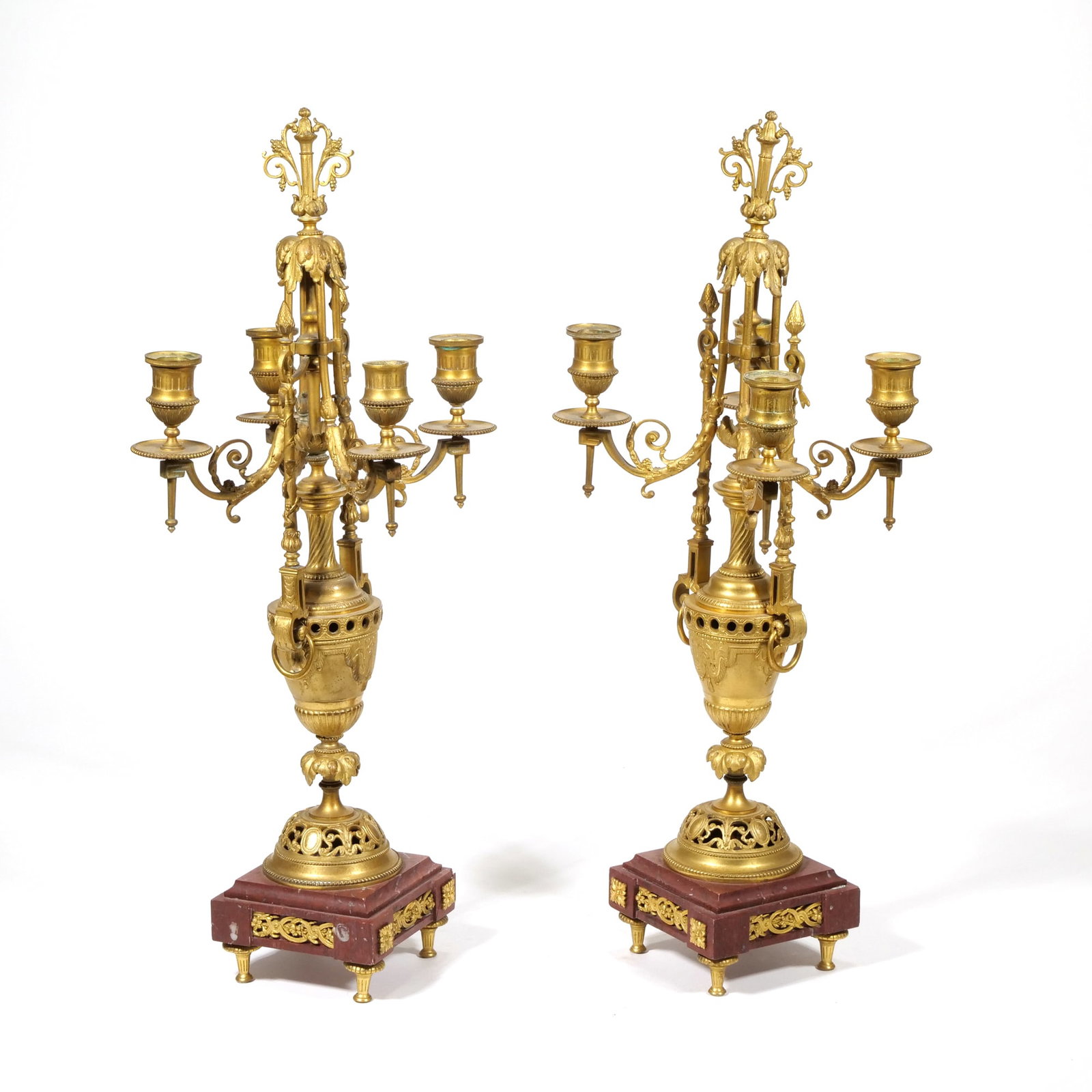 PAIR DORE BRONZE 4 LIGHT CANDELABRA - 3