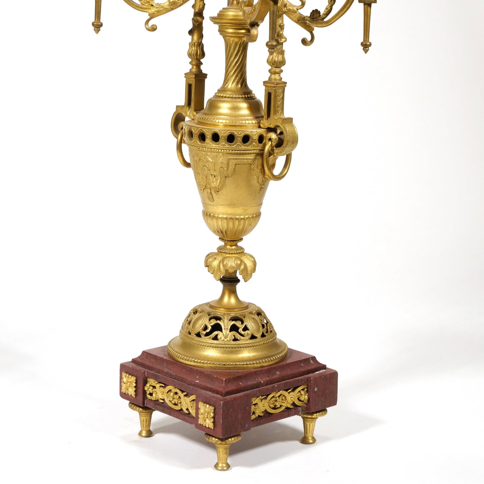 PAIR DORE BRONZE 4 LIGHT CANDELABRA - 5