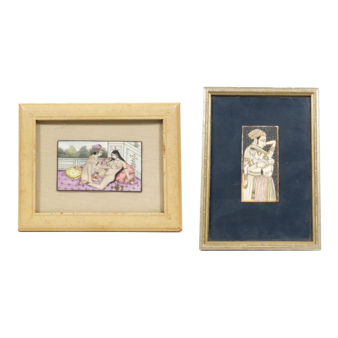 (2pc) PERSIAN SCHOOL (19TH/20TH CENTURY) GOUACHE EROTICA MINIATURES (1 of 12)