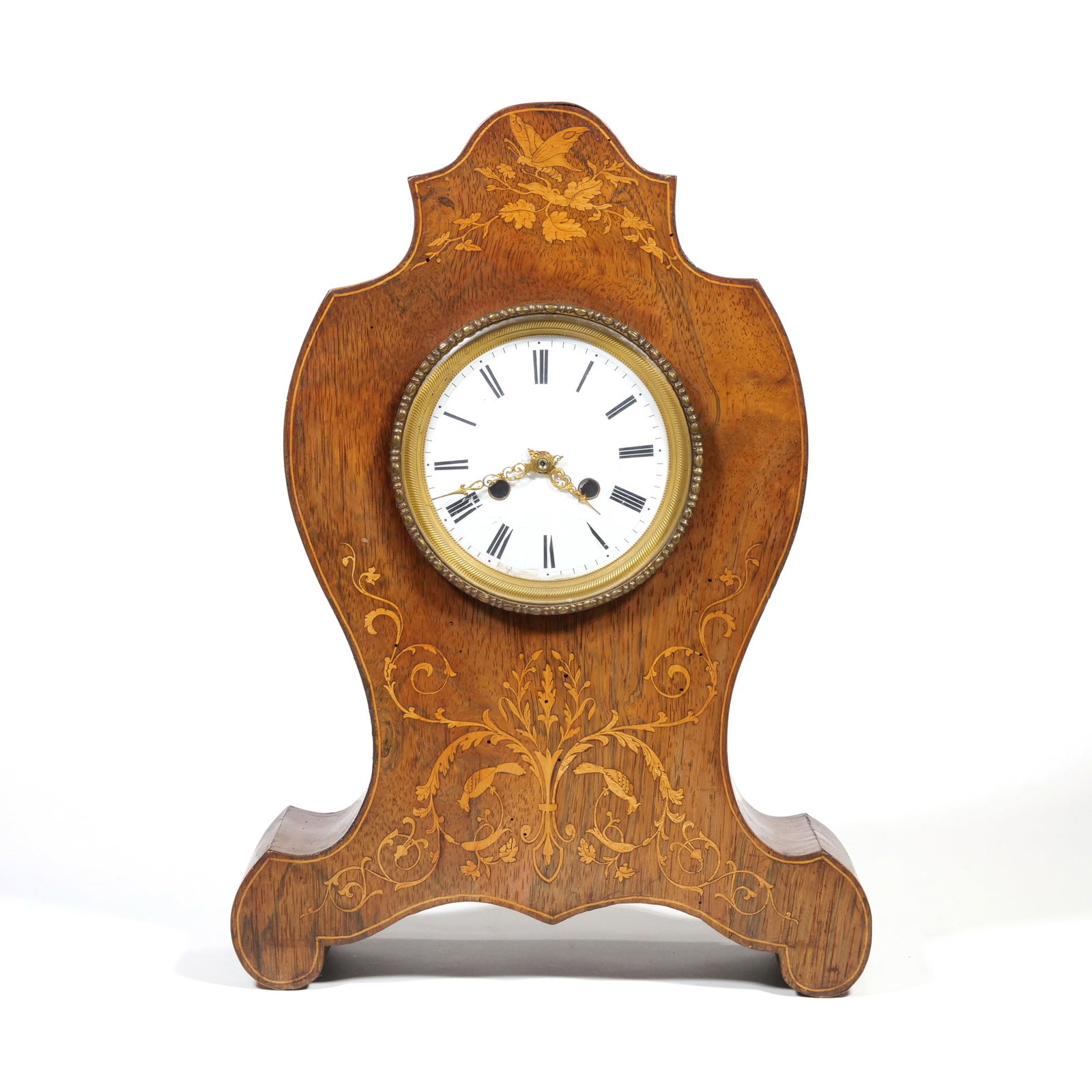 ROCOCO REVIVAL MARQUETRY INLAID ROSEWOOD MANTLE CLOCK (1 of 11)