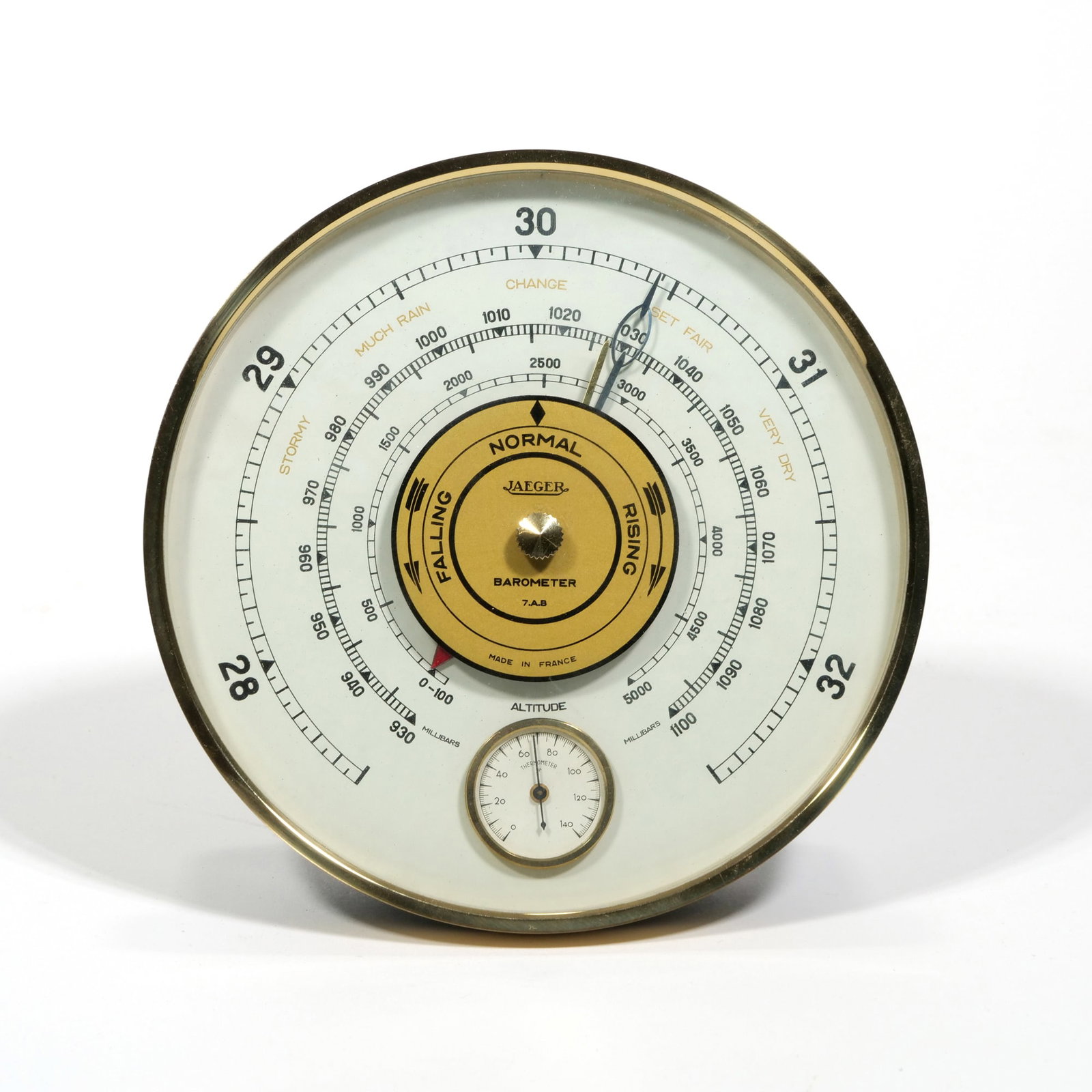 JAEGER FRENCH BAROMETER WITH THERMOMETER AND ALTITUDE SCALE (1 of 6)