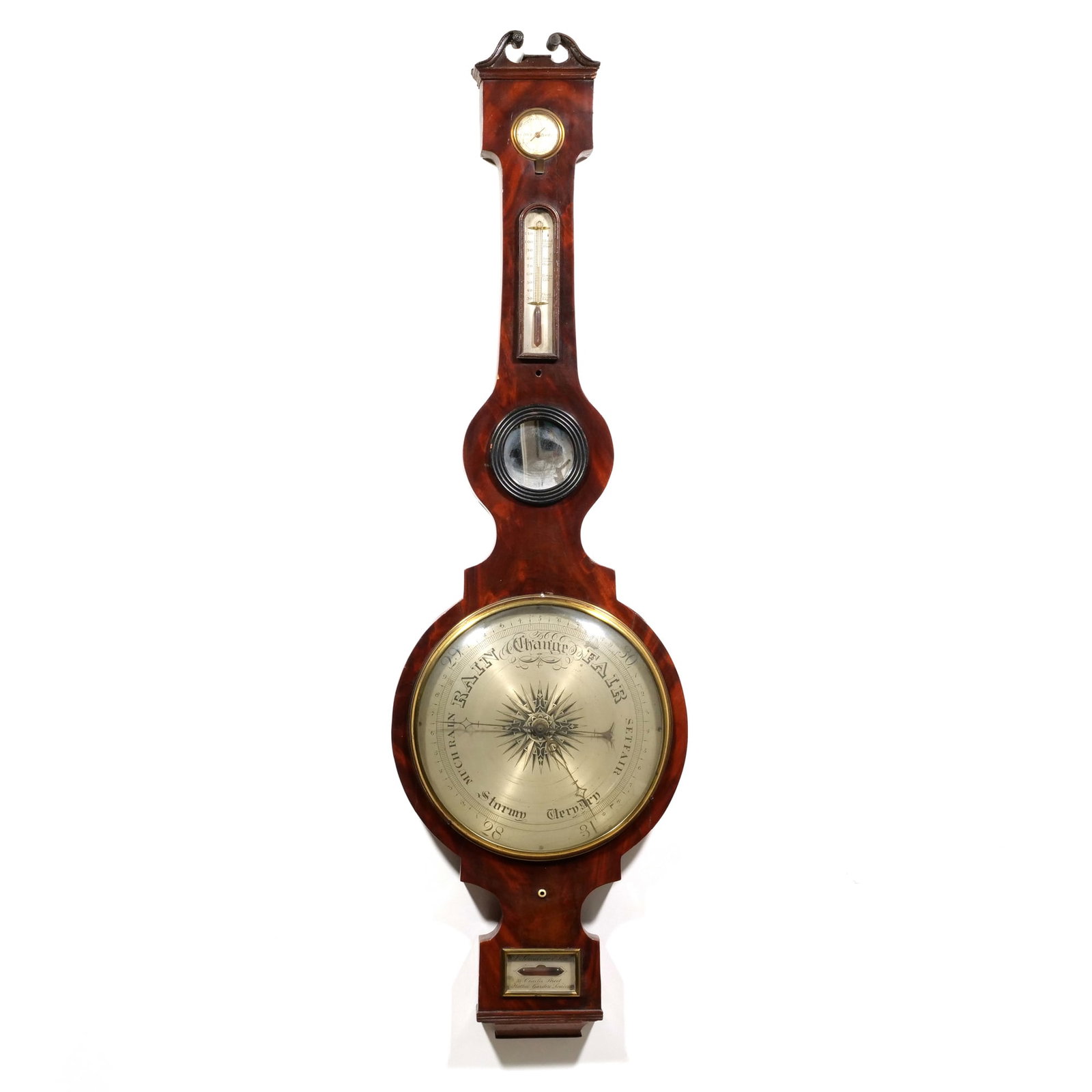 J. SOMALVICO & SON VICTORIAN MAHOGANY WHEEL BAROMETER (1 of 12)