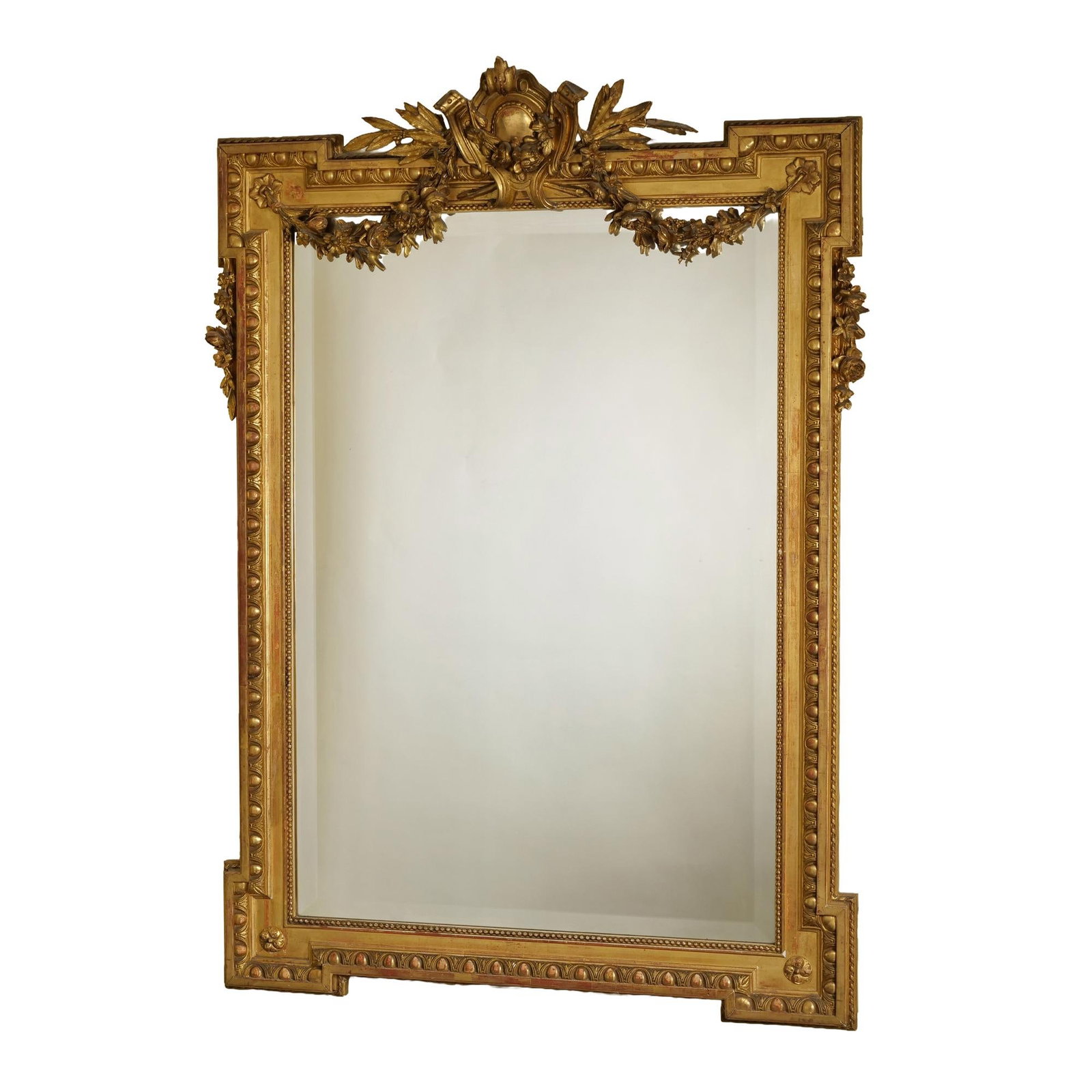 FRENCH LOUIS XVI STYLE GILTWOOD CRESTED MIRROR (1 of 13)