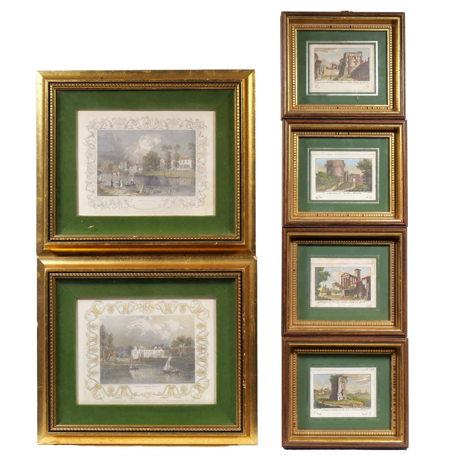 (6pc) GROUP OF FRAMED HAND COLORED ENGRAVINGS (1 of 5)