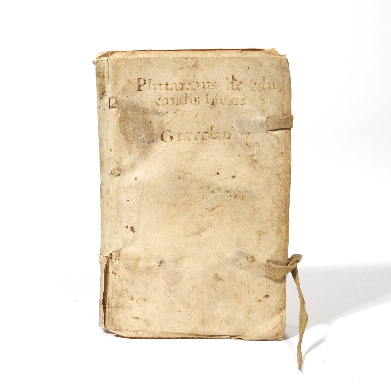 GREEK & LATIN EDITION OF PLUTARCH - DE EDUCANDIS LIBERIS ("ON THE EDUCATION OF CHILDREN"): Early edition of Plutarch's De Educandis Liberis (On the Education of Children), issued in Basel by the printer Johann Oporinus (d. 1568), with interpretation and notes by the 16th-century Frisian hum