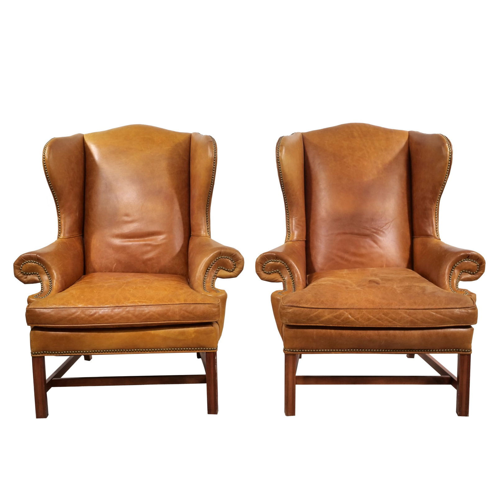 SAM MOORE FURNITURE PAIR OF LEATHER WINGBACK CHAIRS (1 of 11)