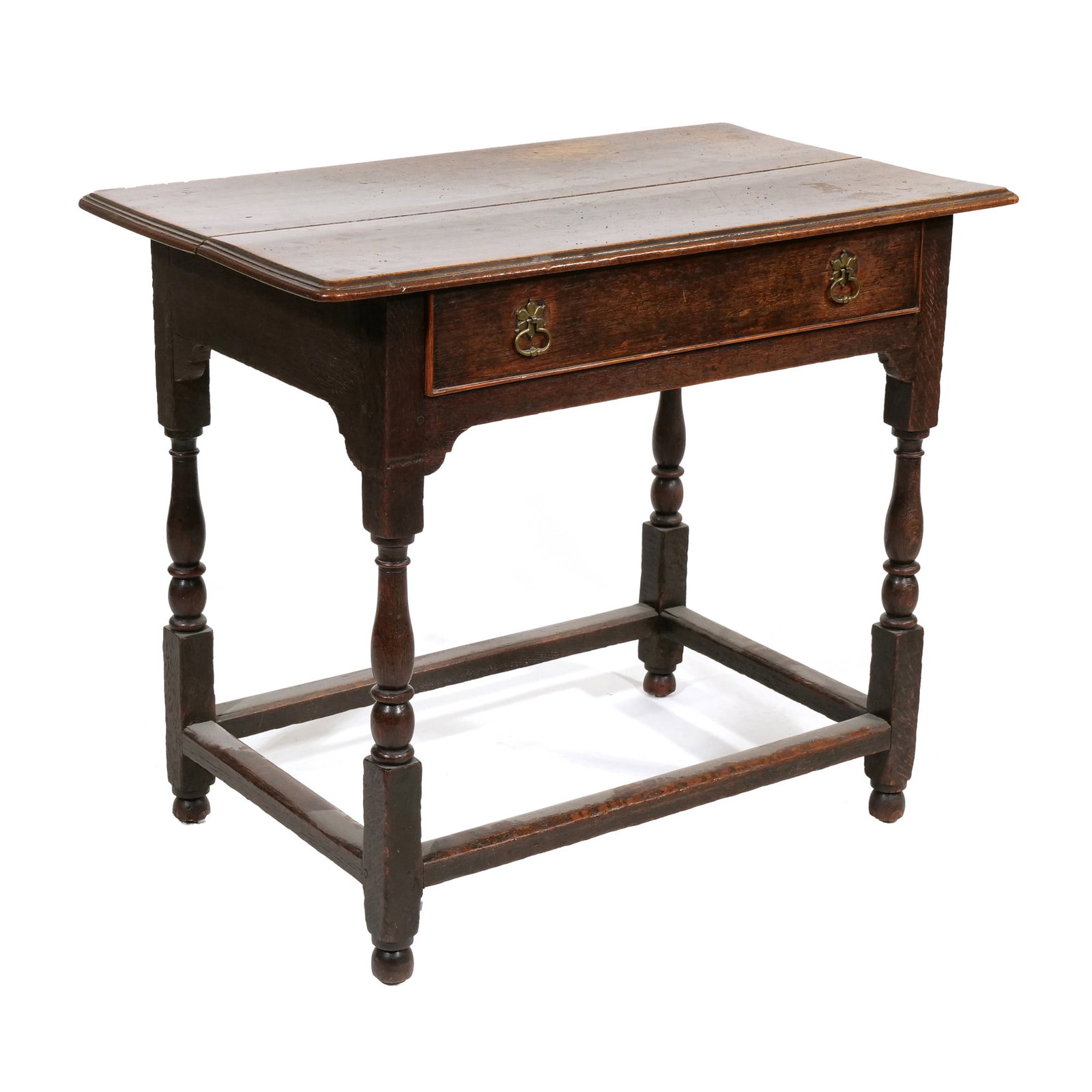 ENGLISH OAK SIDE TABLE WITH SINGLE DRAWER AND TURNED LEGS (1 of 9)