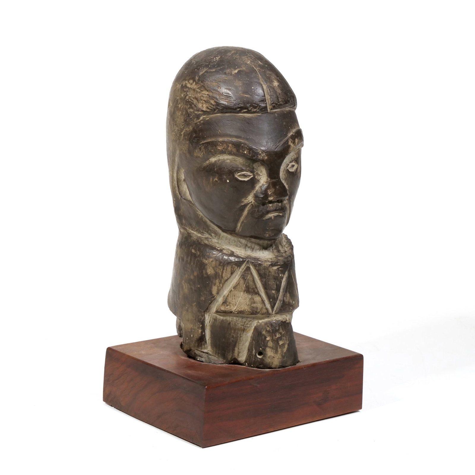 CARVED STONE SCULPTURE OF AN ETHNOGRAPHIC HEAD (1 of 10)