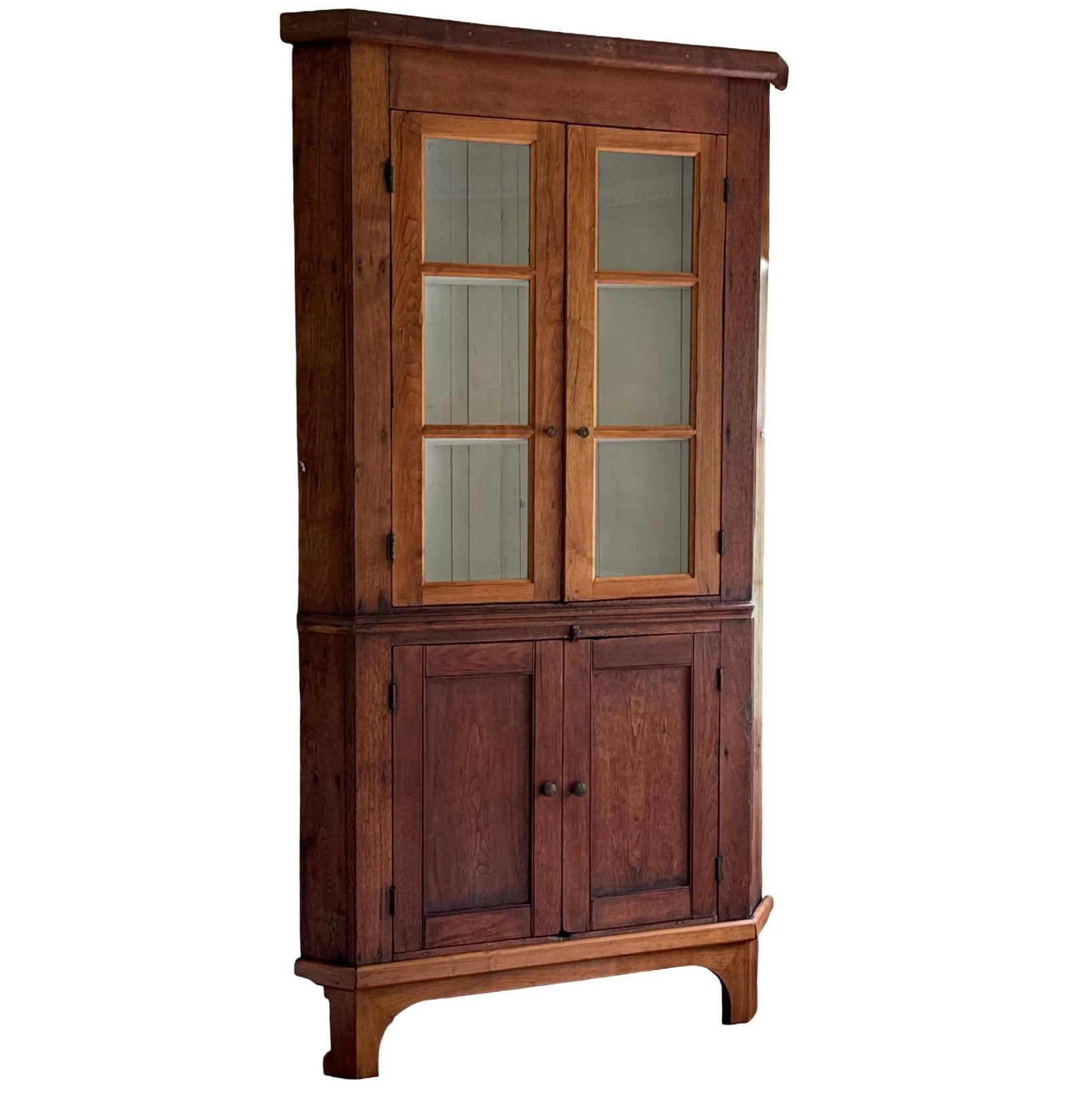 AMERICAN COUNTRY STYLE WOOD CORNER CABINET WITH GLAZED DOORS (1 of 20)