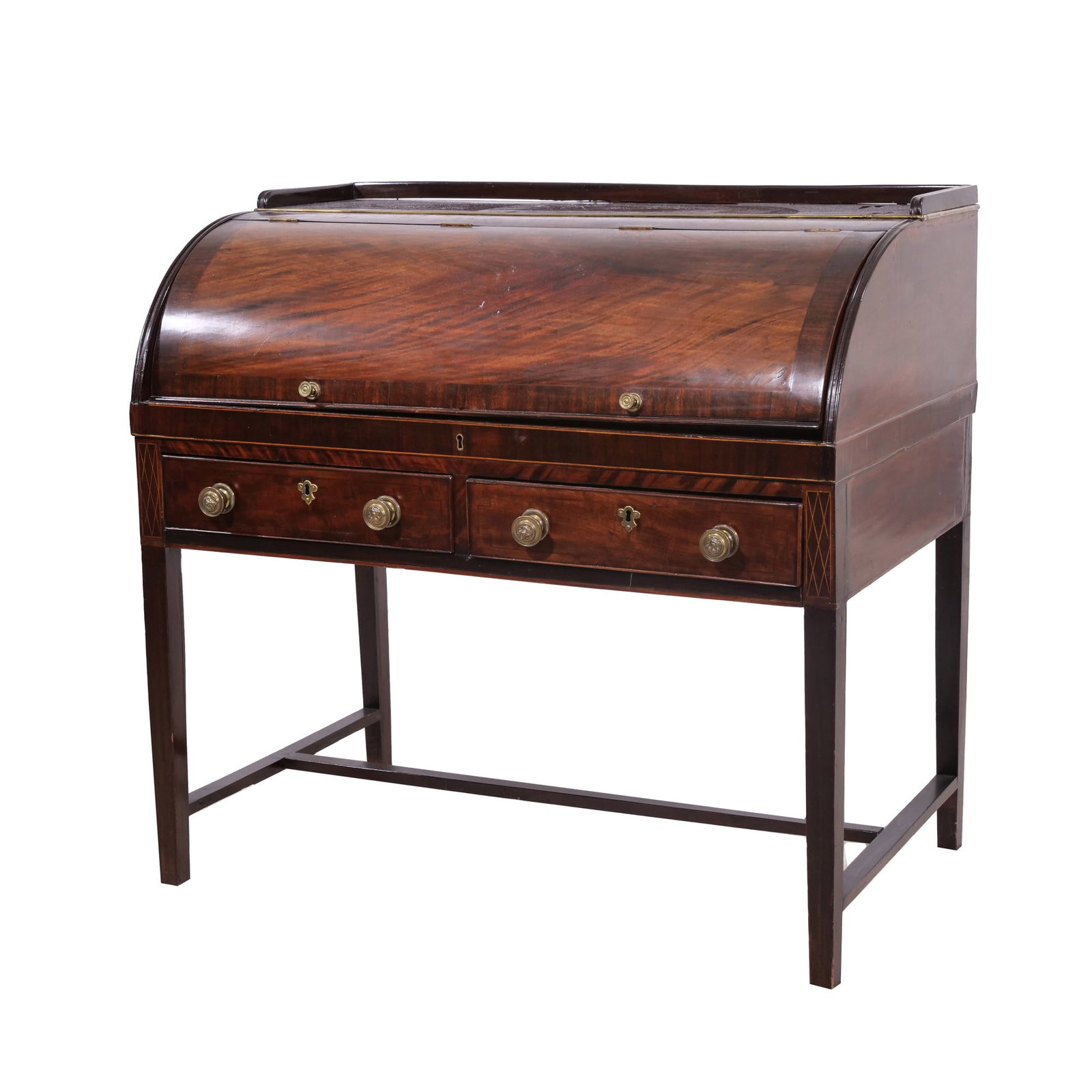 GEORGE III STYLE MAHOGANY CYLINDER DESK (1 of 14)