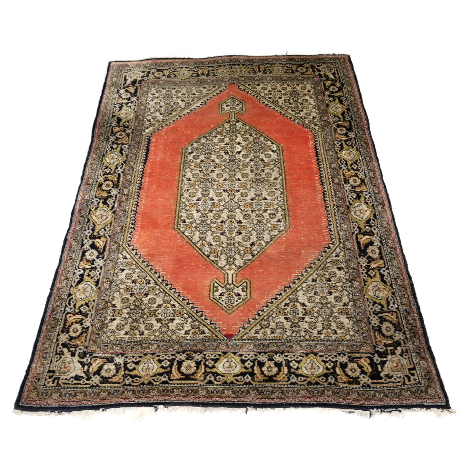ANTIQUE PERSIAN MALAYER HAND-KNOTTED WOOL RUG (1 of 11)