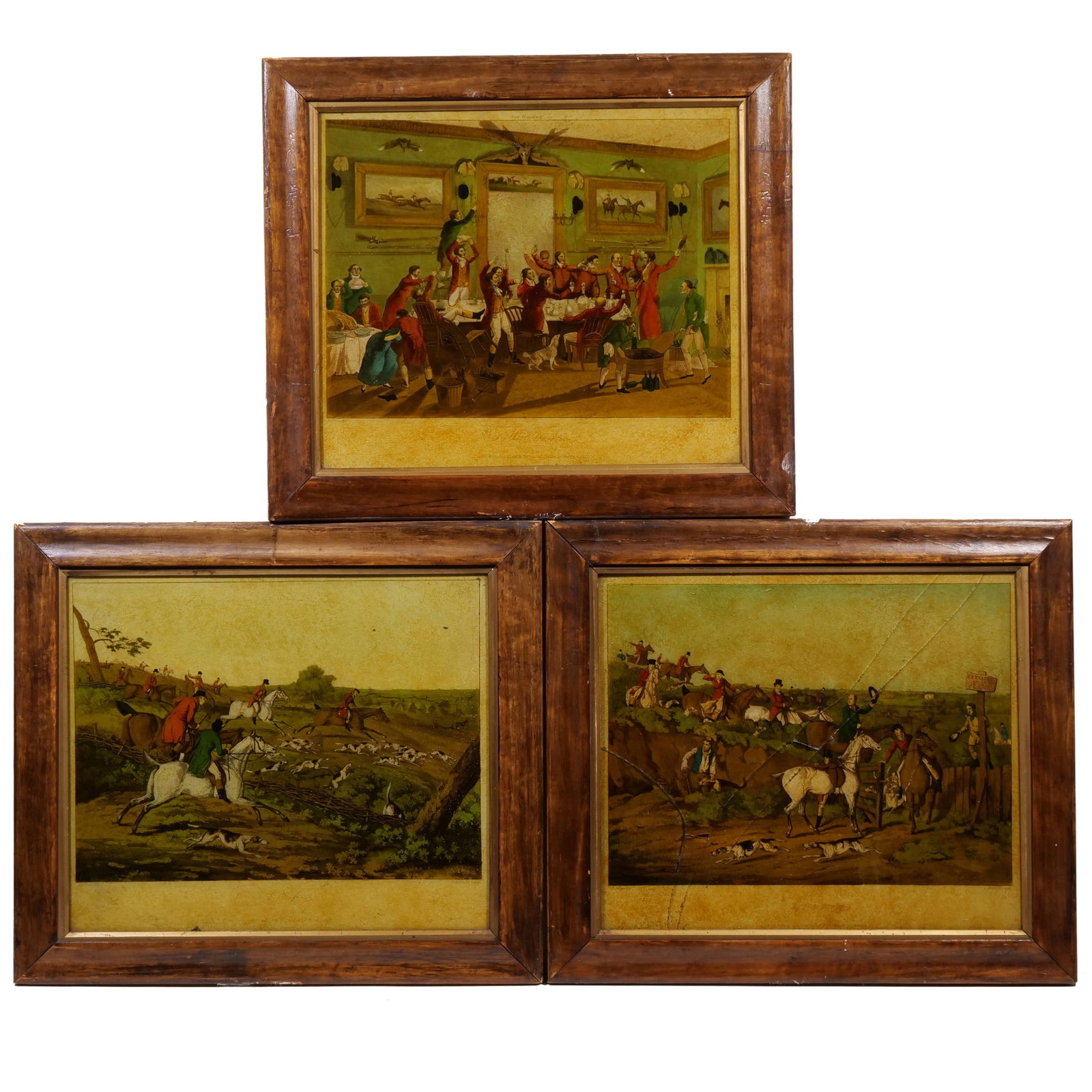 (3pc) THOMAS SUTHERLAND (BRITISH, 1785-1837) REVERSE TRANSFER SCENES ON GLASS (1 of 20)