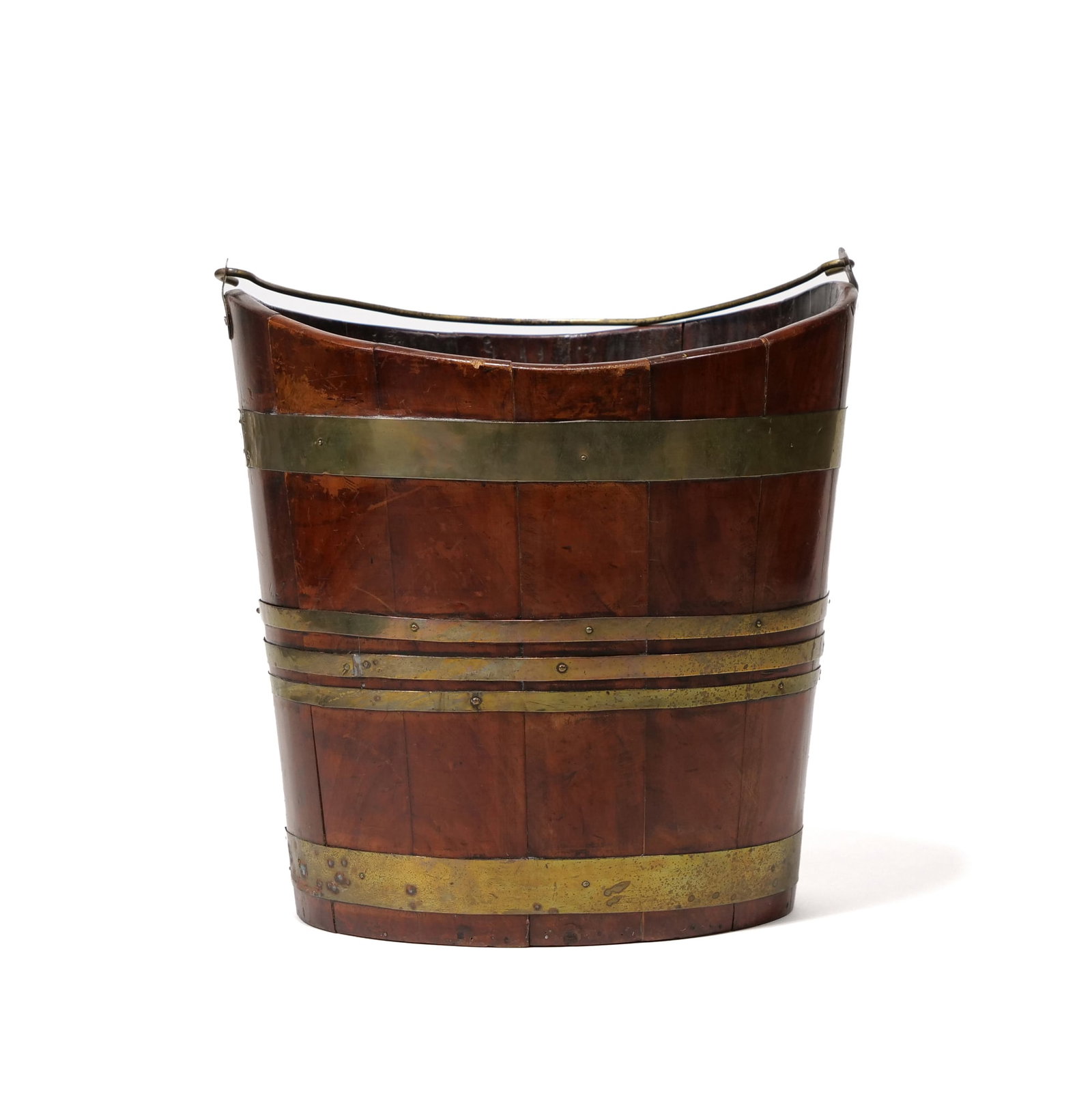 ANTIQUE MAHOGANY AND BRASS BANDED PEAT BUCKET (1 of 6)