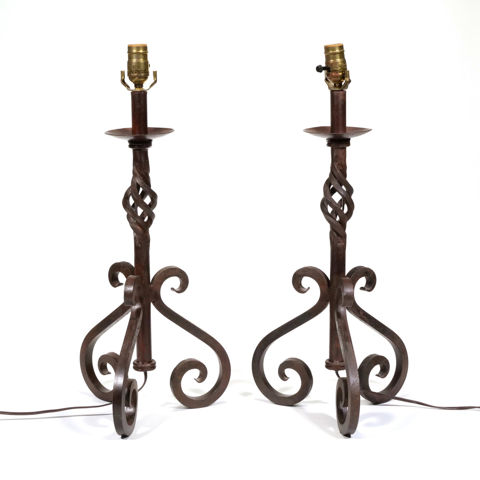 PAIR OF FRENCH STYLE WROUGHT IRON TABLE LAMPS (1 of 10)
