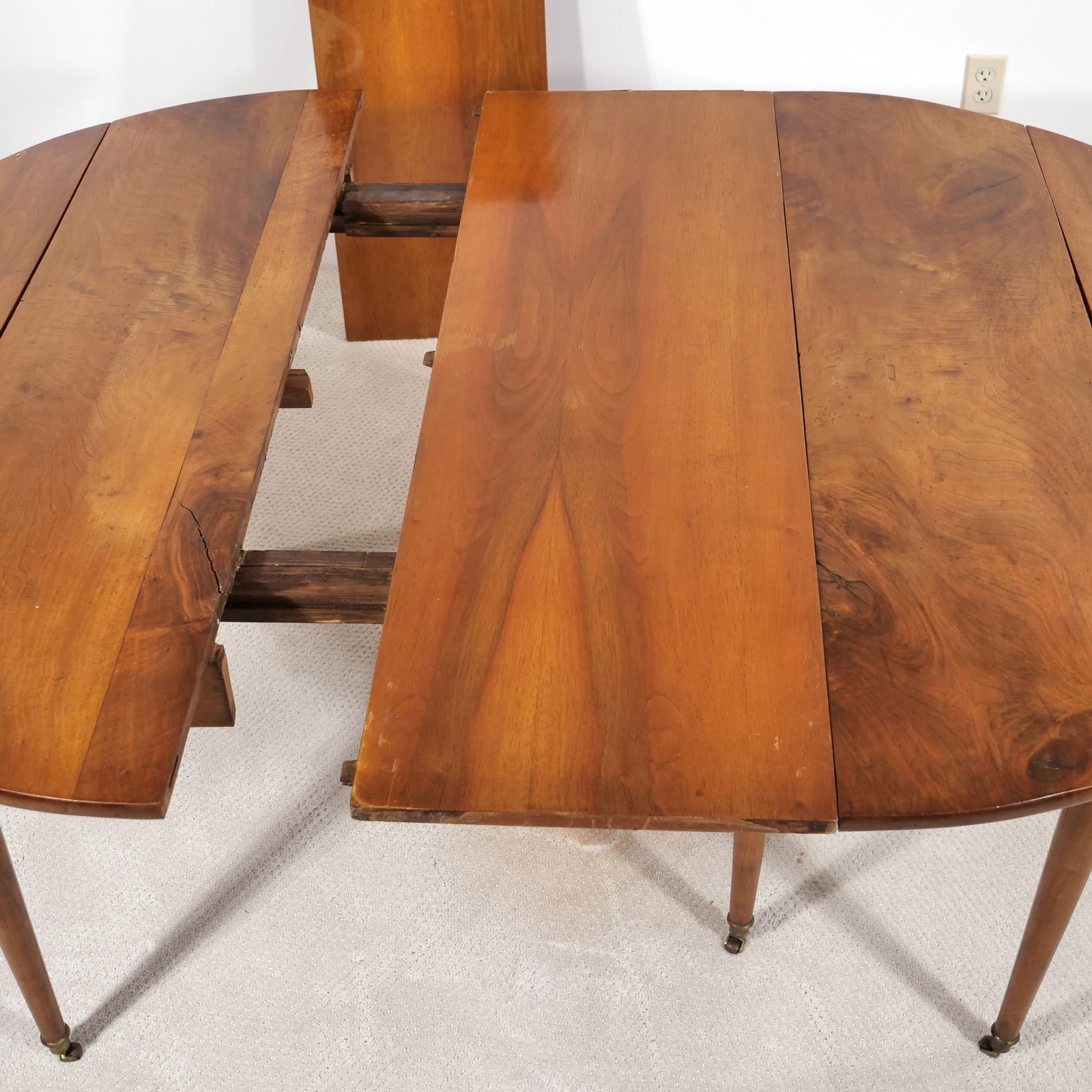 DIRECTOIRE STYLE WALNUT DROP-LEAF EXTENSION DINING TABLE - 9