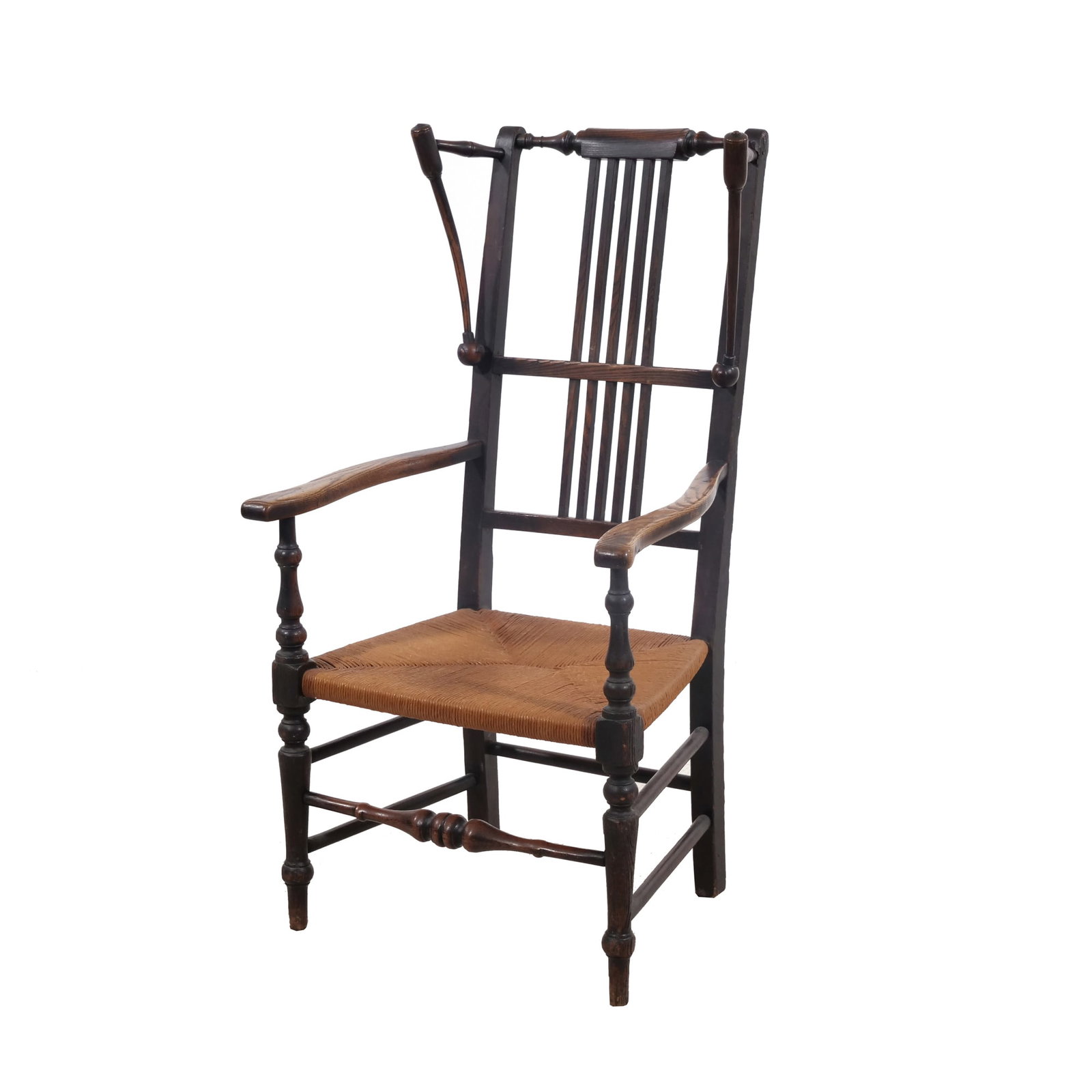 ENGLISH ARTS & CRAFTS OAK ARMCHAIR WITH CANDLE BRACKETS (1 of 10)