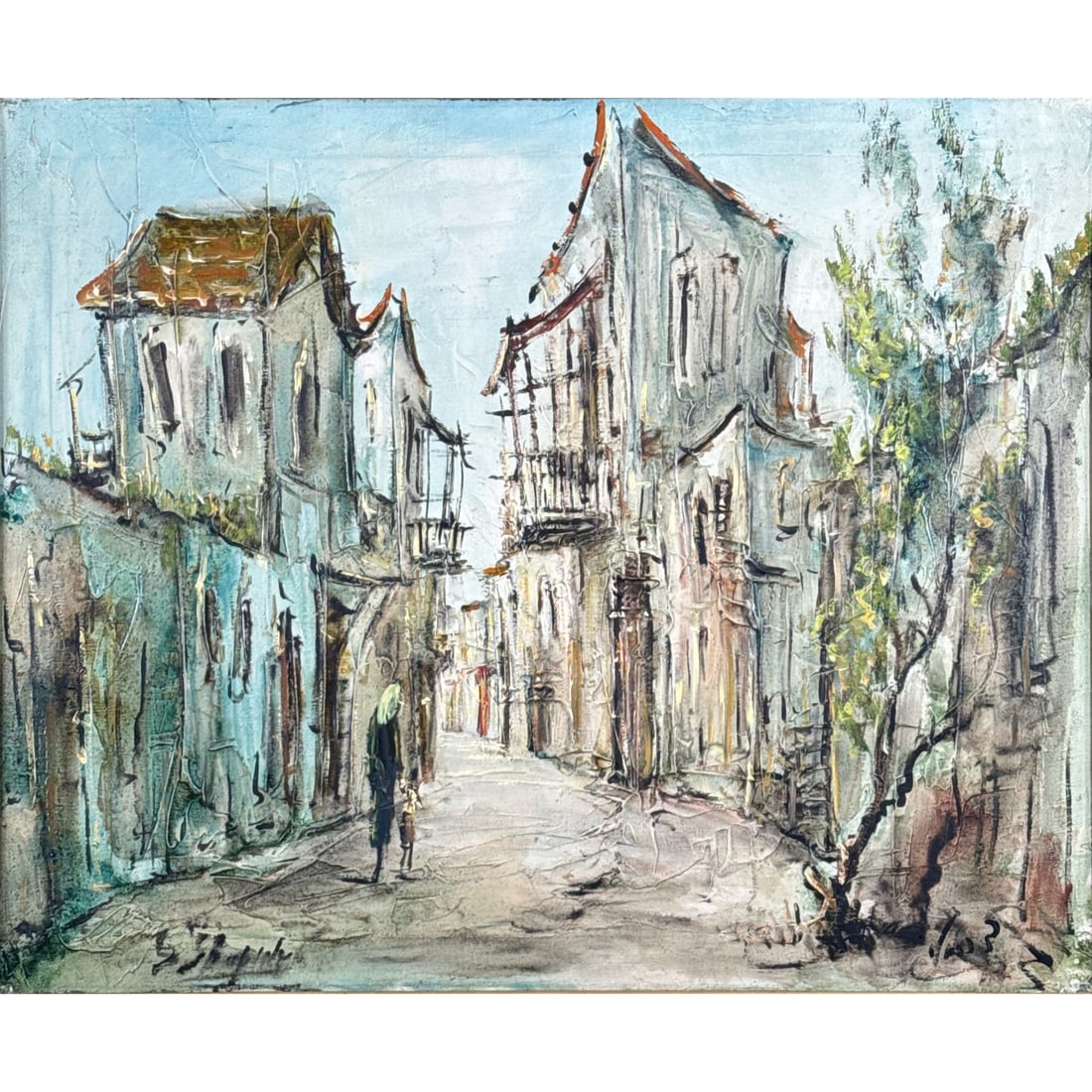 ZVI RAPHAELI (EGYPT/ISRAEL, 1924-2005) OIL ON CANVAS: untitled Oil on canvas h. 24 x w. 34 in., stretcher Signed lower left; the work is housed in a dark wood frame with a linen liner and a gold-toned inner fillet. - h. 28 x w. 34 in. (frame) Inventory