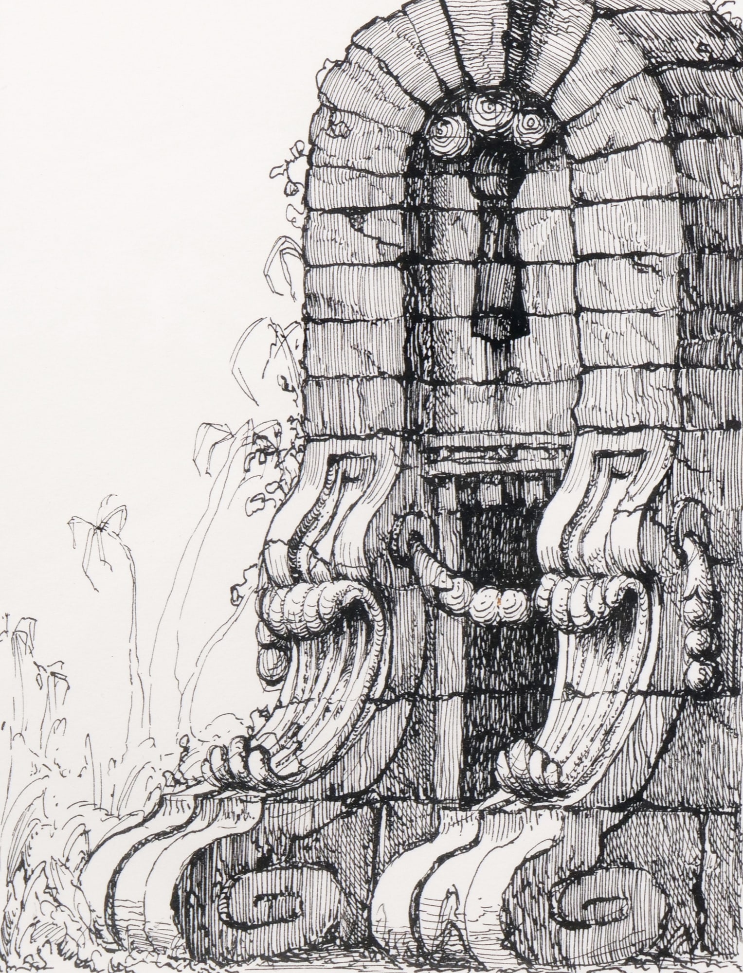 PABLO BRONSTEIN (ARGENTINE/BRITISH, B. 1977) INK ON PAPER: Gilded Keyhole Ink on paper h. 6.25 x w. 4.75 in., subject Unsigned, dated 2013 - h. 24.25 x w. 18.5 in. (frame) Inventory No. 64-106 Provenance: Herald St., London gallery label on verso; Property fr
