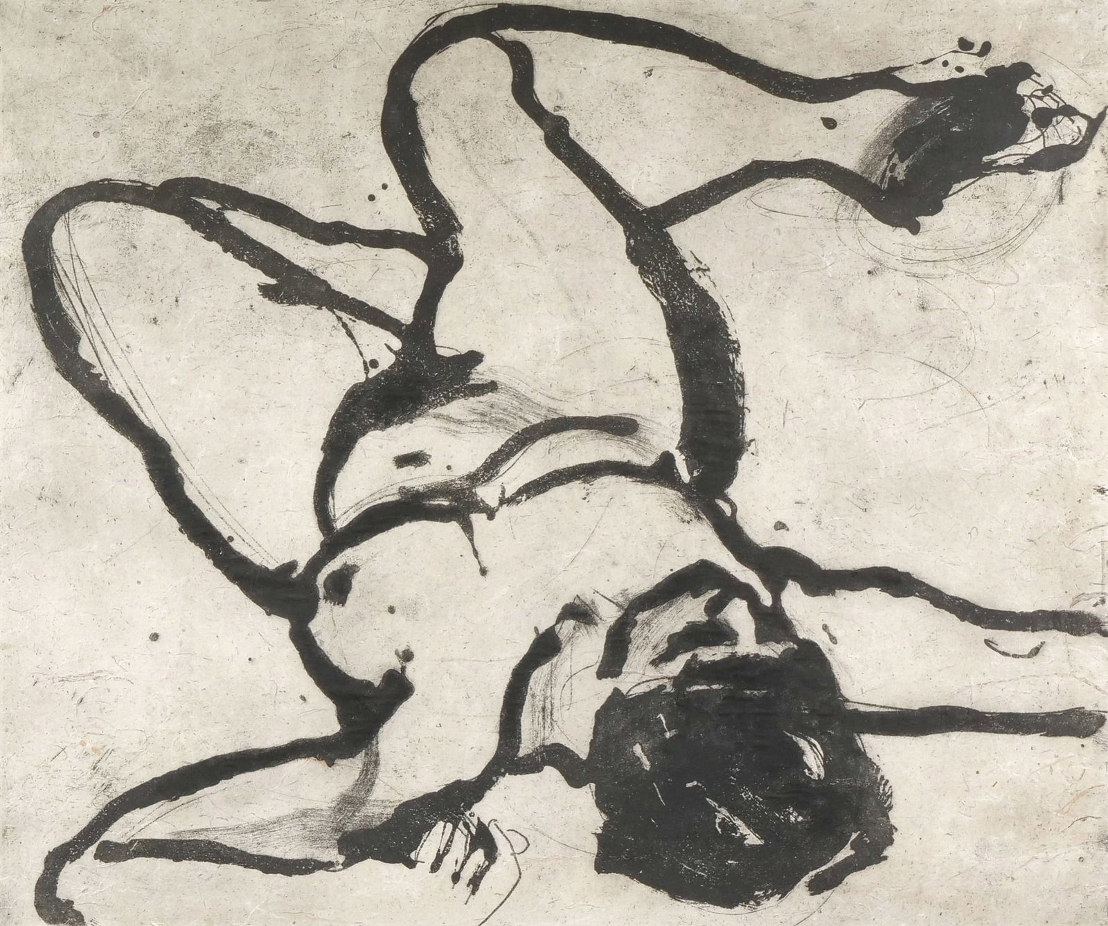 SUSANNE DU TOIT (SOUTH AFRICAN, B. 1954) ETCHING: Figure X Etching on wove paper h. 20.75 x w. 24.25 in., sight Numbered 30/80 lower left, titled lower center, pencil signed "Susanne du Toit" and dated 1999 lower right. The work depicts a gestural ab