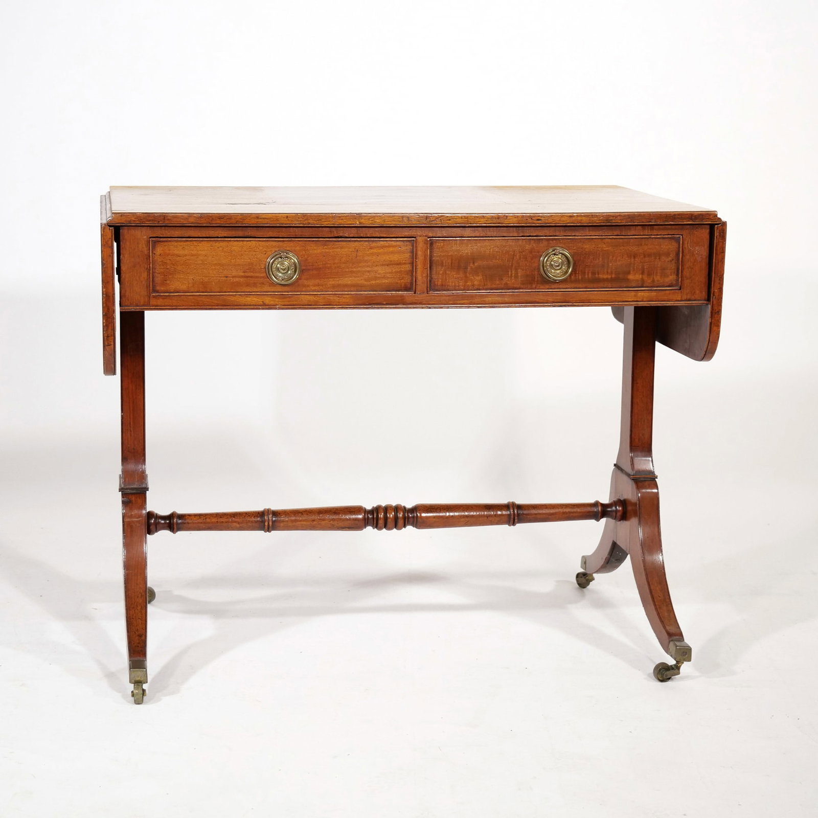 REGENCY STYLE MAHOGANY SOFA TABLE WITH TWO DRAWERS (1 of 17)