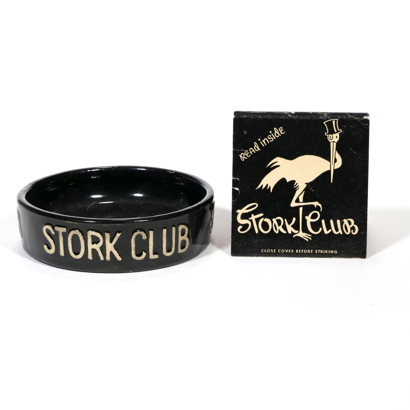 (2pc) STORK CLUB NYC, CERAMIC ASHTRAY AND OVERSIZED MATCHBOOK (1 of 6)