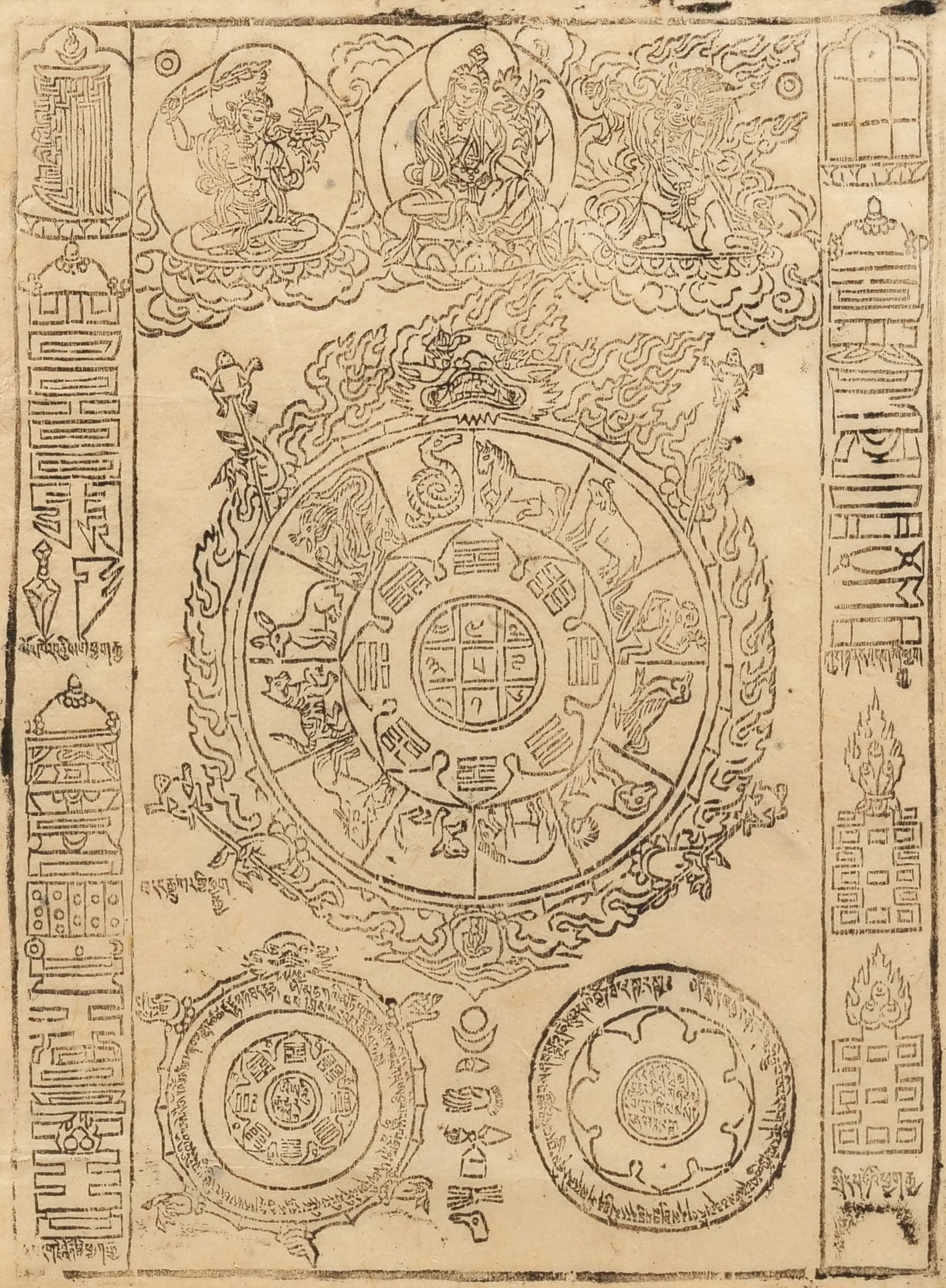 TIBETAN ASTROLOGICAL CHART WOODCUT (1 of 8)