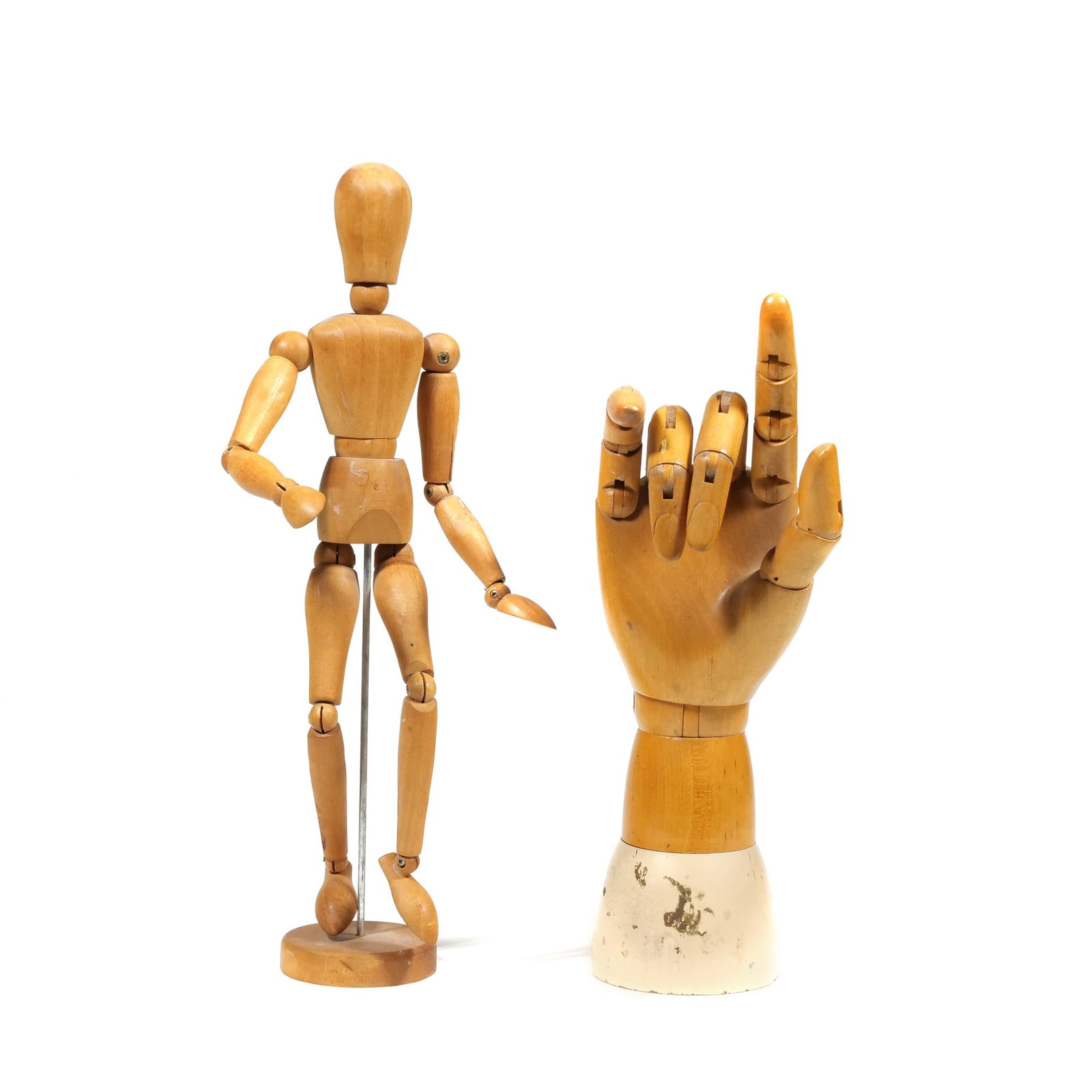 (2pc) ARTICULATED WOODEN ARTIST MANNEQUIN AND HAND MODEL (1 of 11)