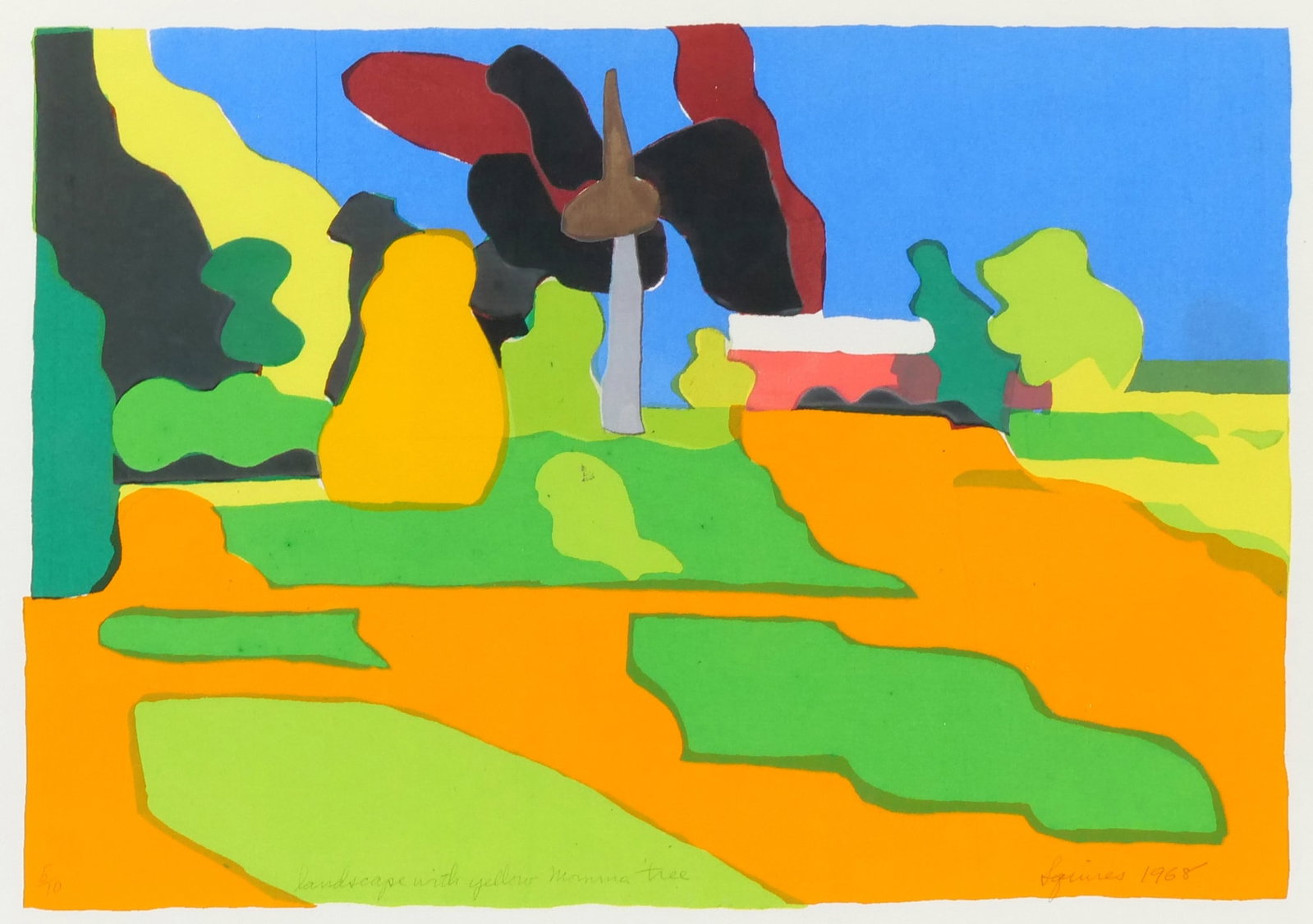 MID CENTURY SILKSCREEN PRINT SIGNED 'SQUIRES' - 2