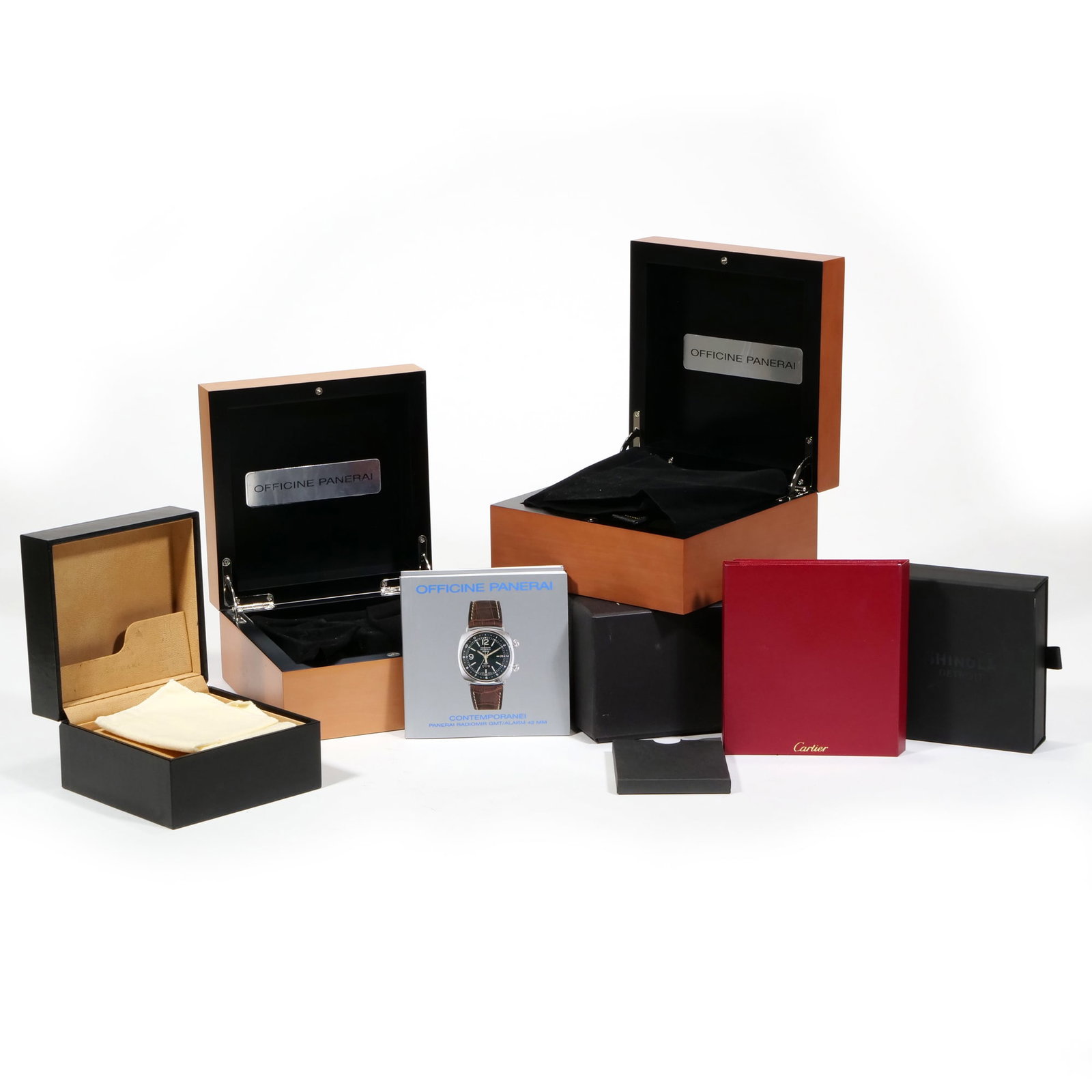 (5pc) BVLGARI, Cartier, Panerai, & Shinola Watch Boxes & Accessories (1 of 8)