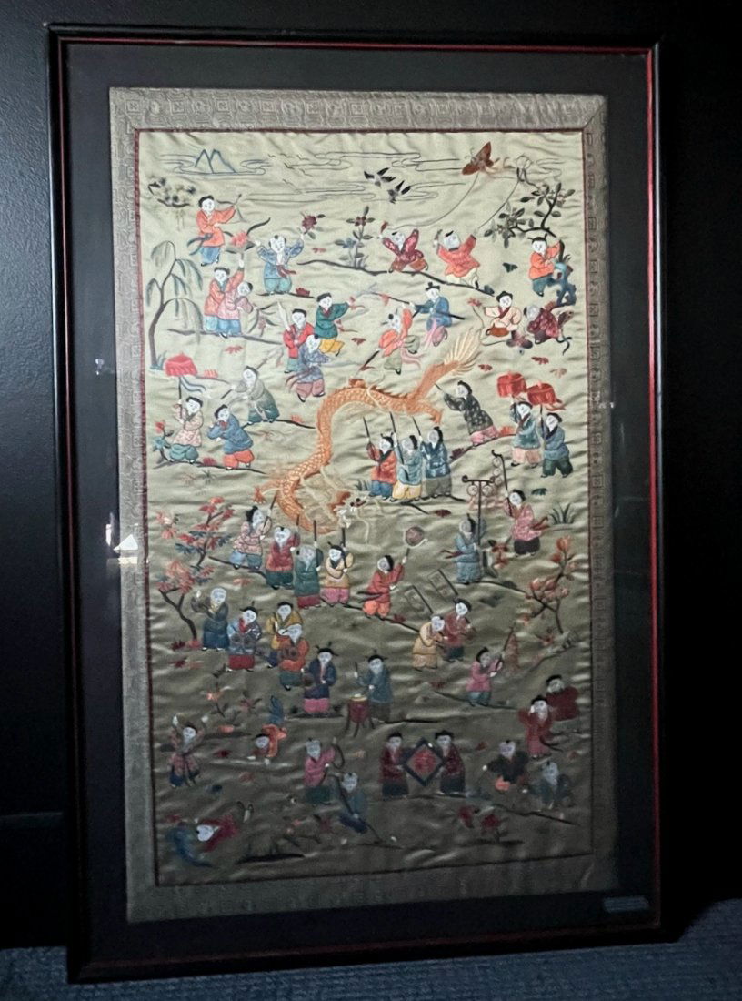 Large Chinese Embroidered Silk Picture (1 of 14)