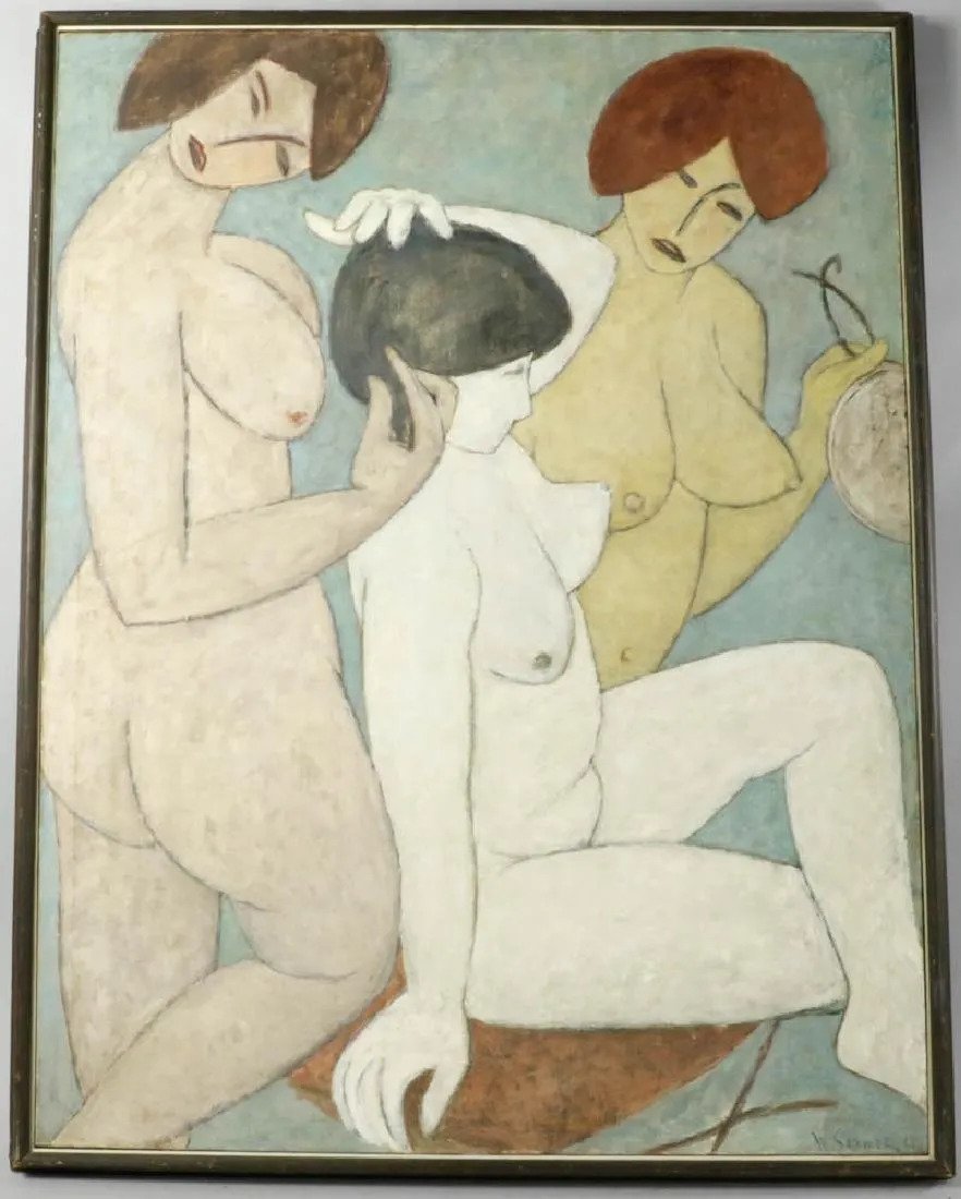 Wassily Sommer, Nudes, Oil on Canvas (1 of 3)