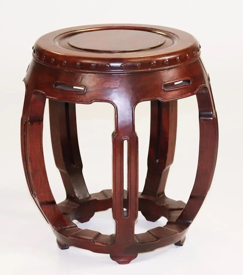 Asian Wood Garden Seat: Asian wooden garden seat, 18" H.