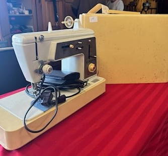 Singer Touch & Sew Sewing Machine: Singer Touch & Sew sewing machine in original case with original pedal in working order, 15"T x 19"W, 9"D