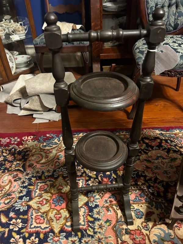 Walnut Victorian Two Tier Smoking Stand (1 of 2)