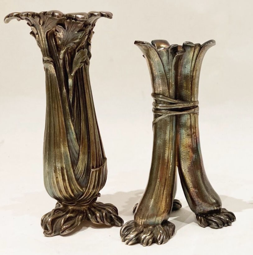 White Metal Flower Vase: H: 8 IN