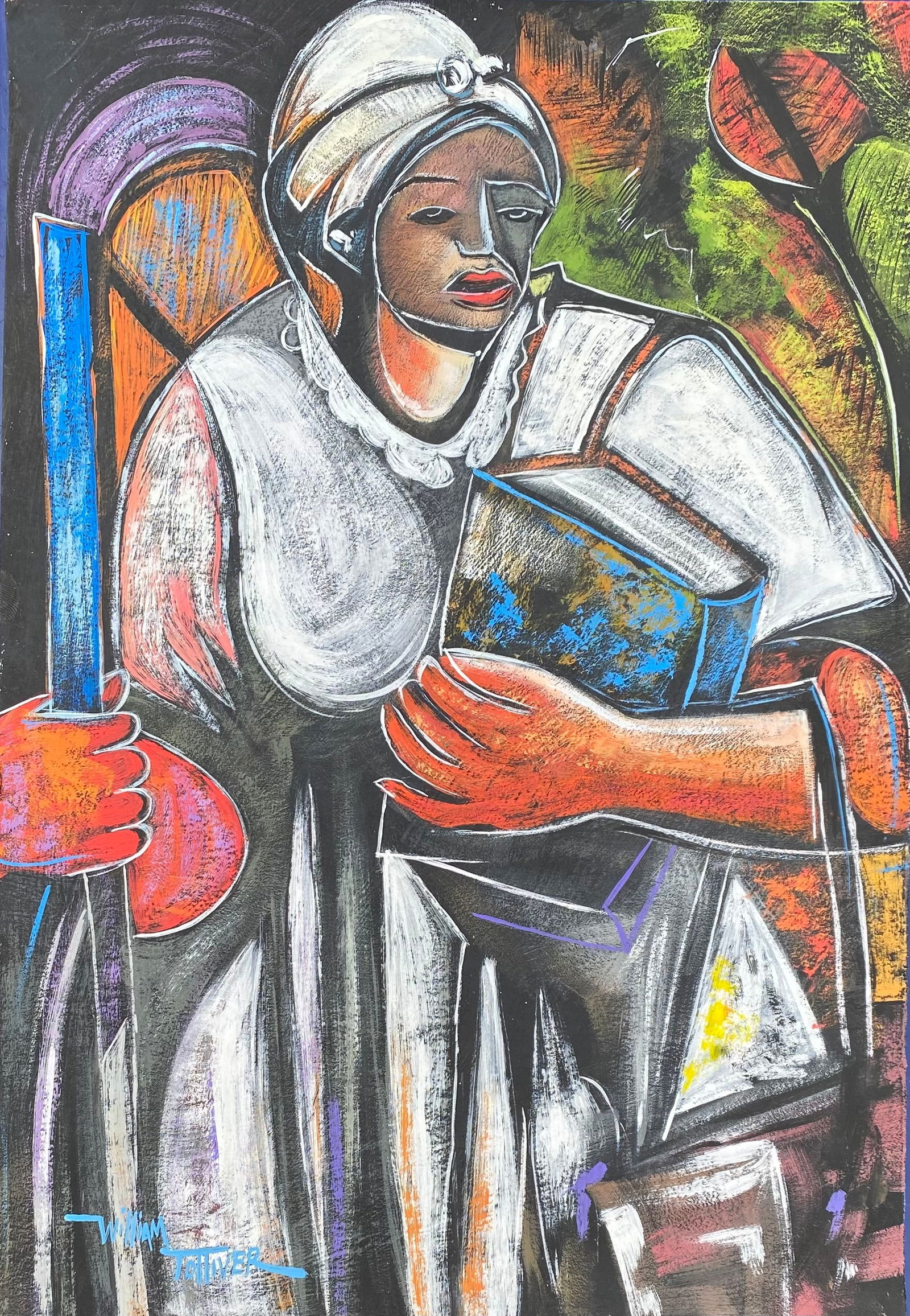 Amazing William Tolliver Mixed Media Paper (Style Of) (1 of 4)